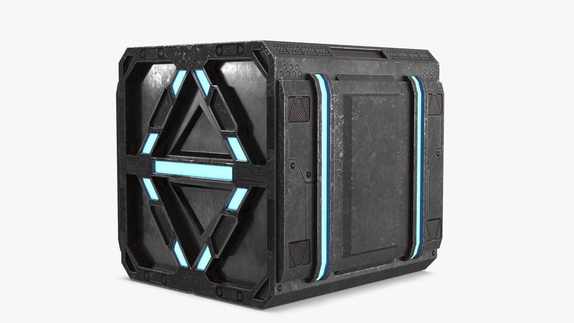 Sci-fi Container set of 3 V3 Low-poly 3D model_11