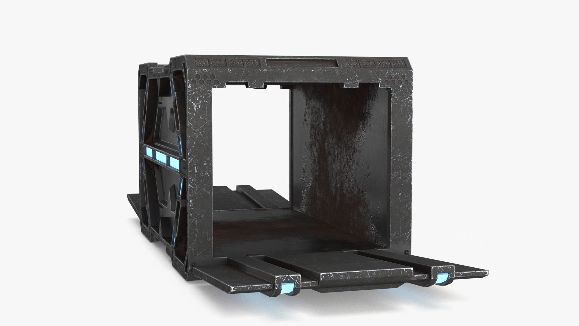 Sci-fi Container set of 3 V3 Low-poly 3D model_9