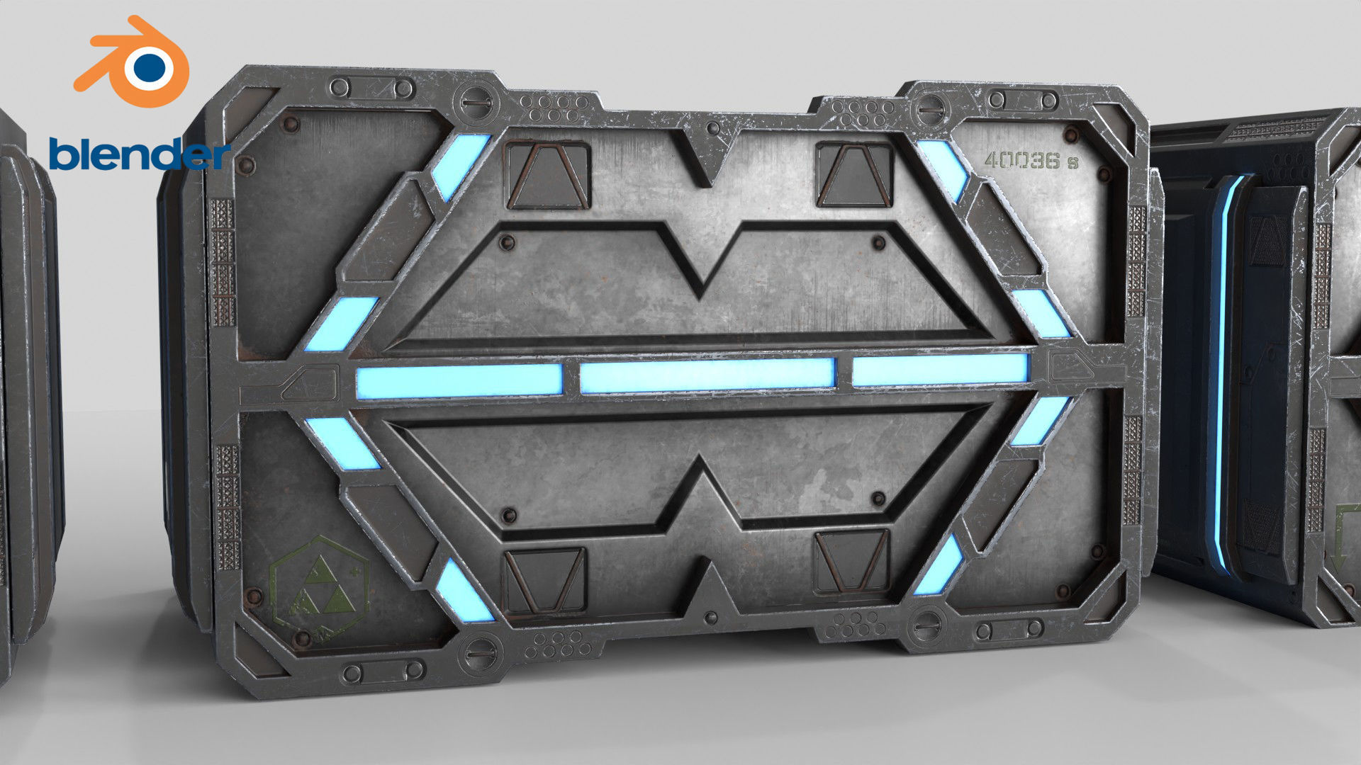 Sci-fi Container set of 3 V3 Low-poly 3D model_24