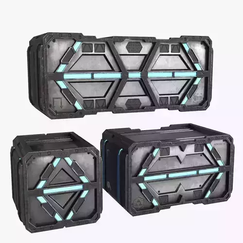 Sci-fi Container set of 3 V3 Low-poly 3D model