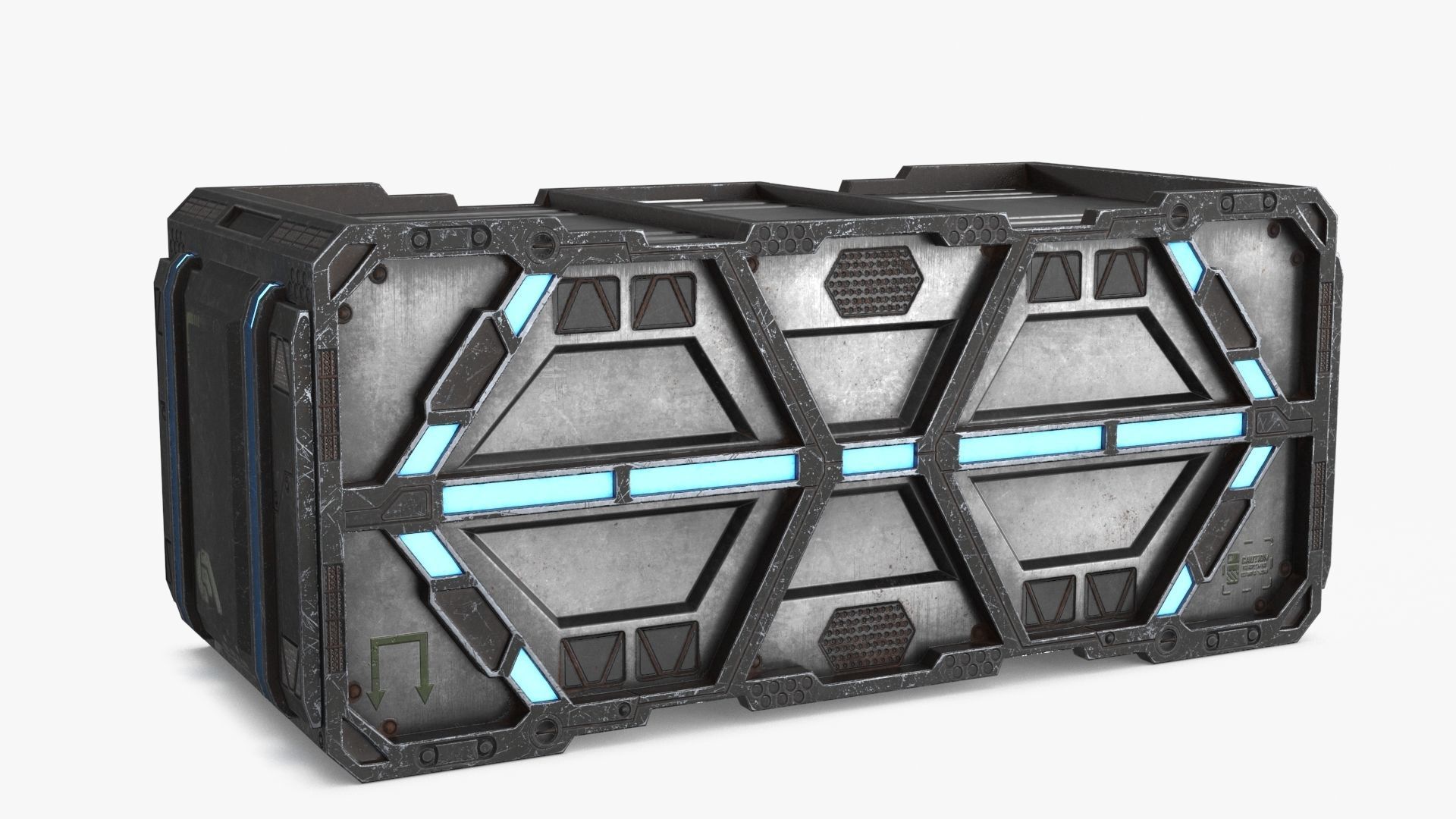 Sci-fi Container set of 3 V3 Low-poly 3D model_2