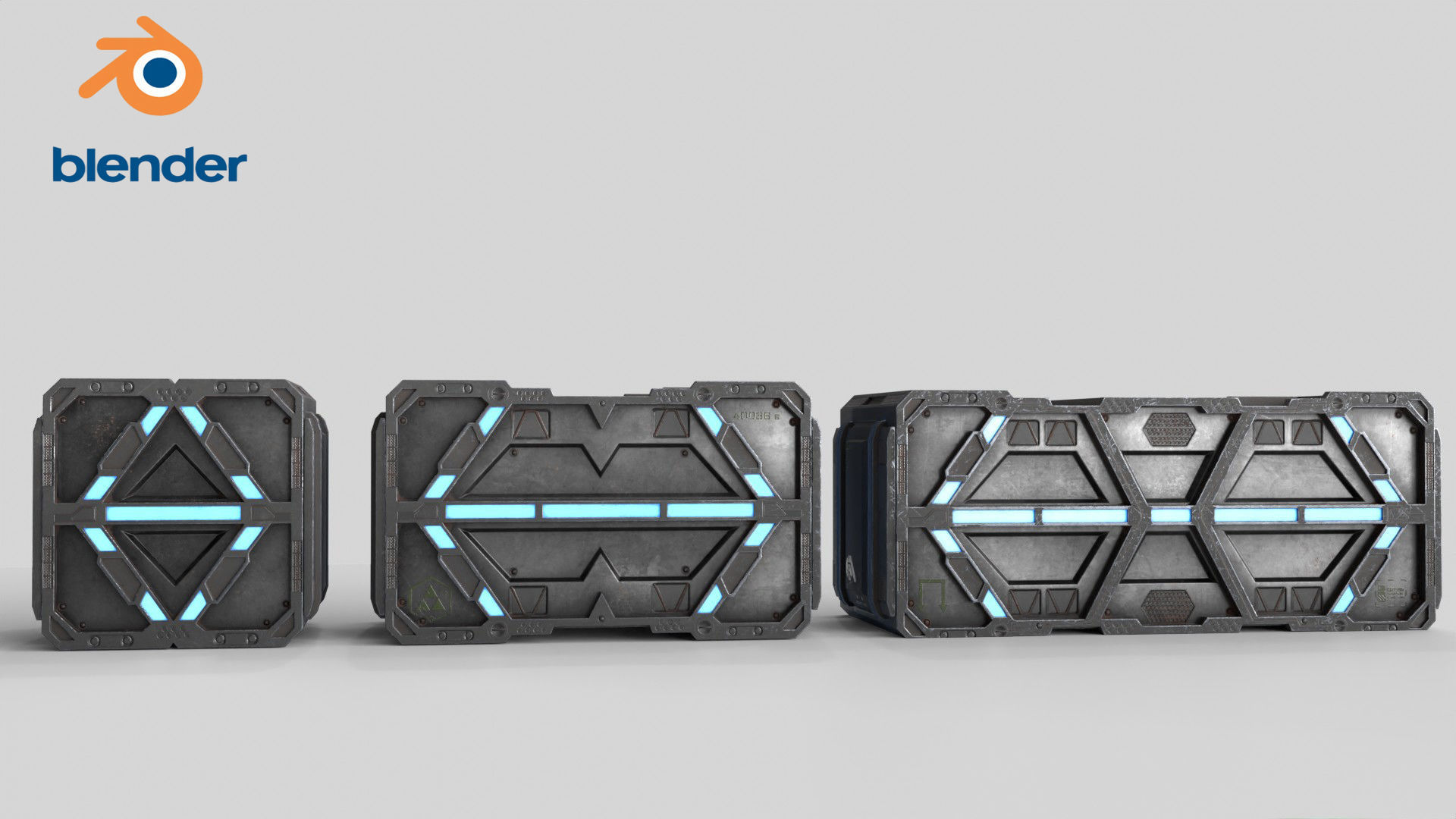 Sci-fi Container set of 3 V3 Low-poly 3D model_22