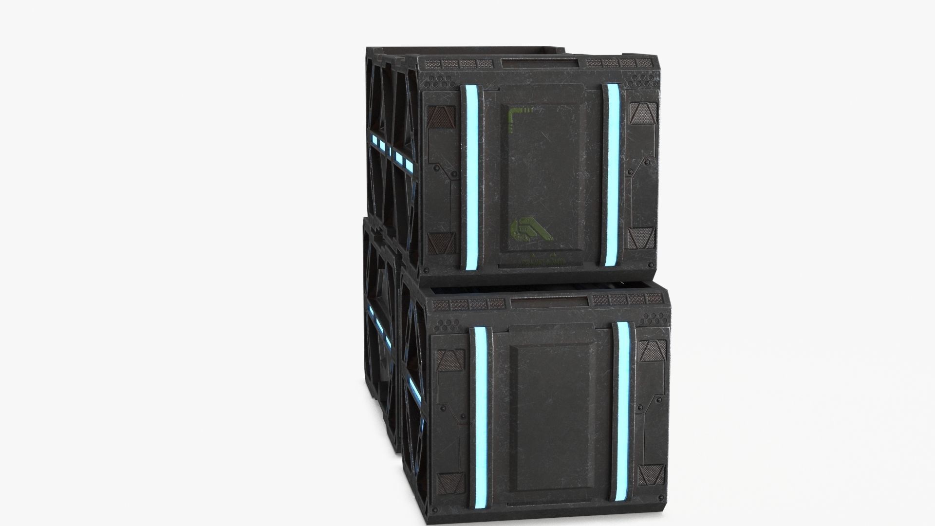 Sci-fi Container set of 3 V3 Low-poly 3D model_16