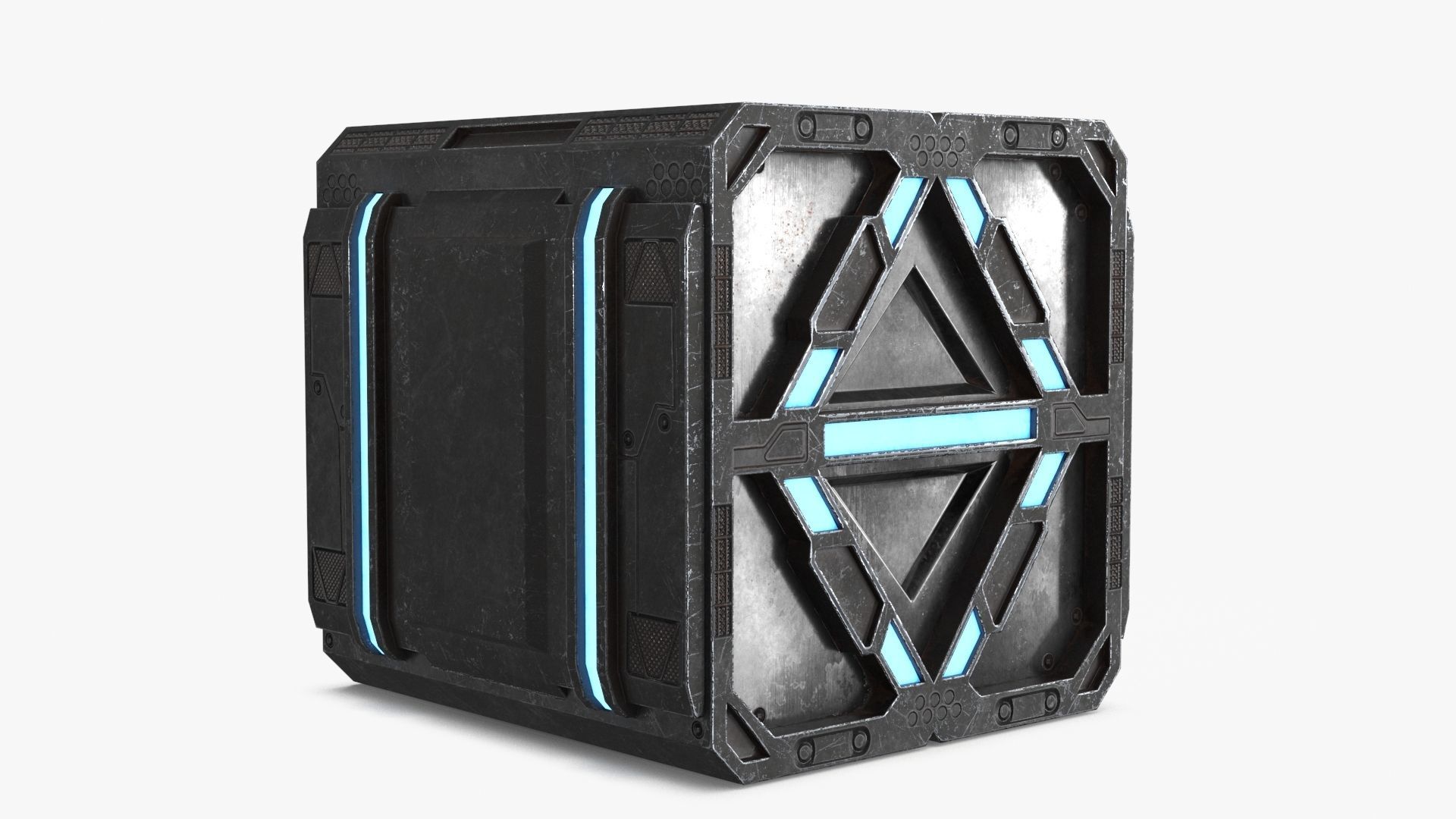 Sci-fi Container set of 3 V3 Low-poly 3D model_10