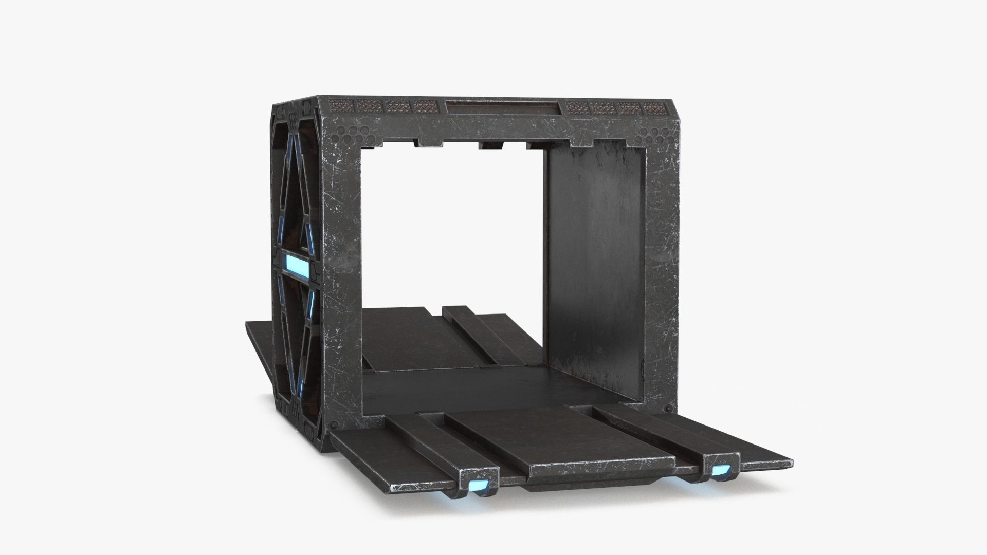 Sci-fi Container set of 3 V3 Low-poly 3D model_13
