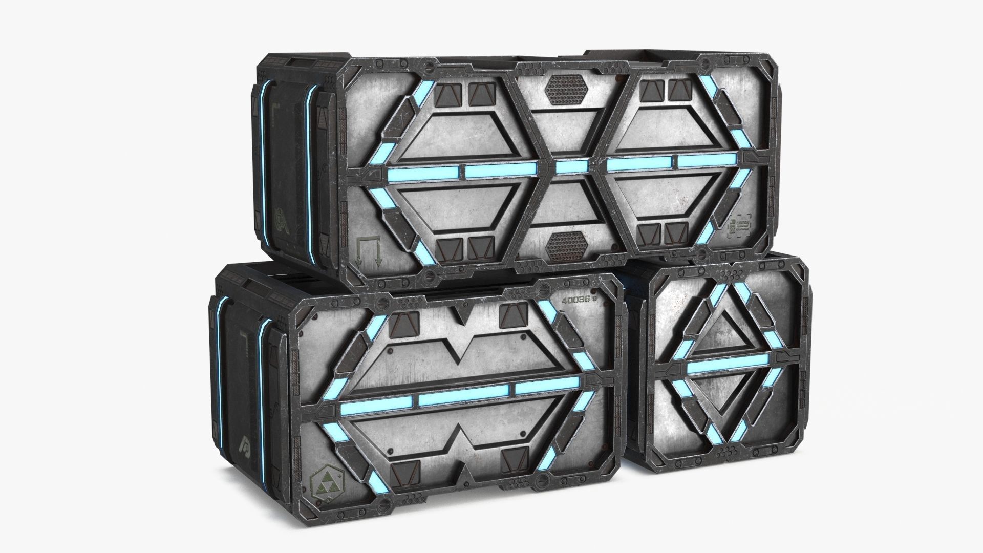Sci-fi Container set of 3 V3 Low-poly 3D model_18
