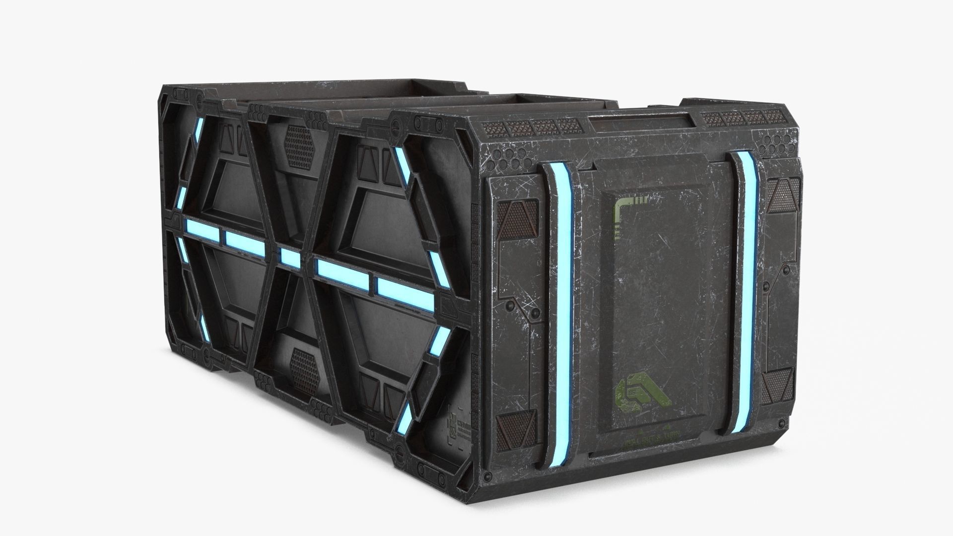 Sci-fi Container set of 3 V3 Low-poly 3D model_3
