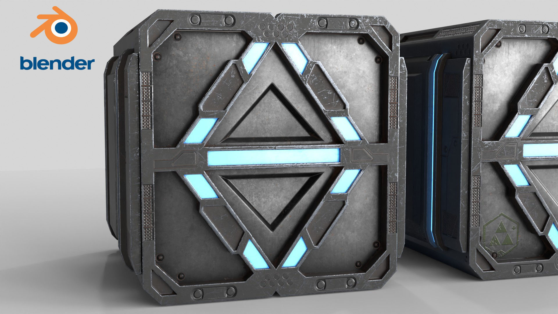 Sci-fi Container set of 3 V3 Low-poly 3D model_25