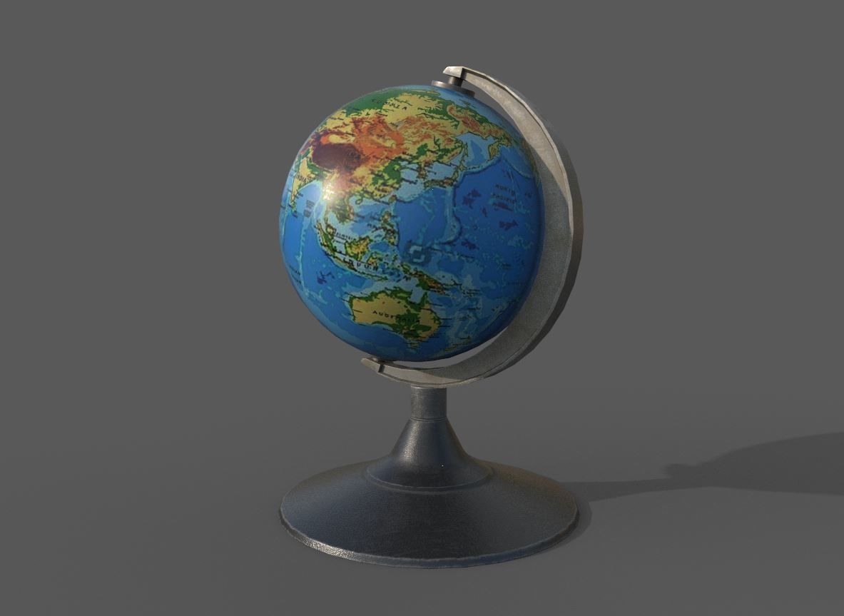 Desk Globe model  Low-poly 3D model_2