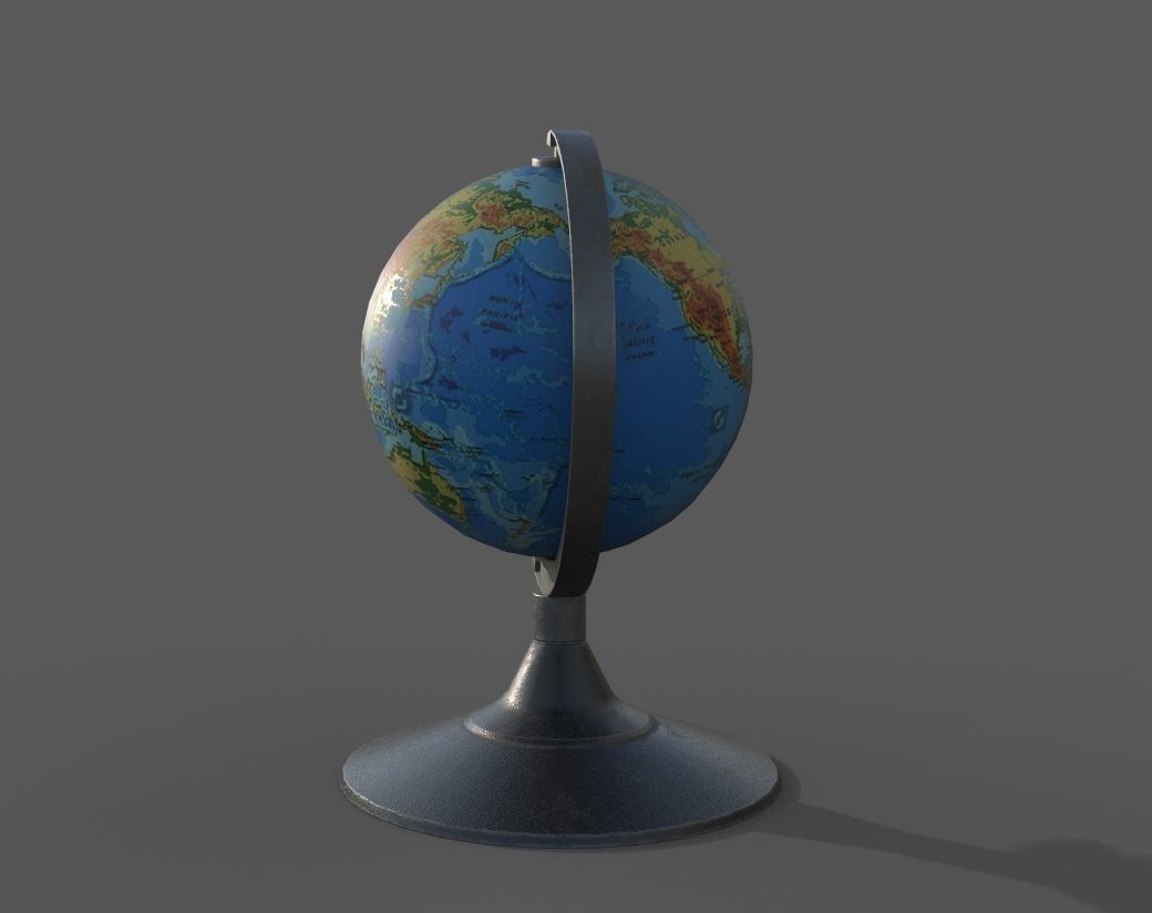 Desk Globe model  Low-poly 3D model_3