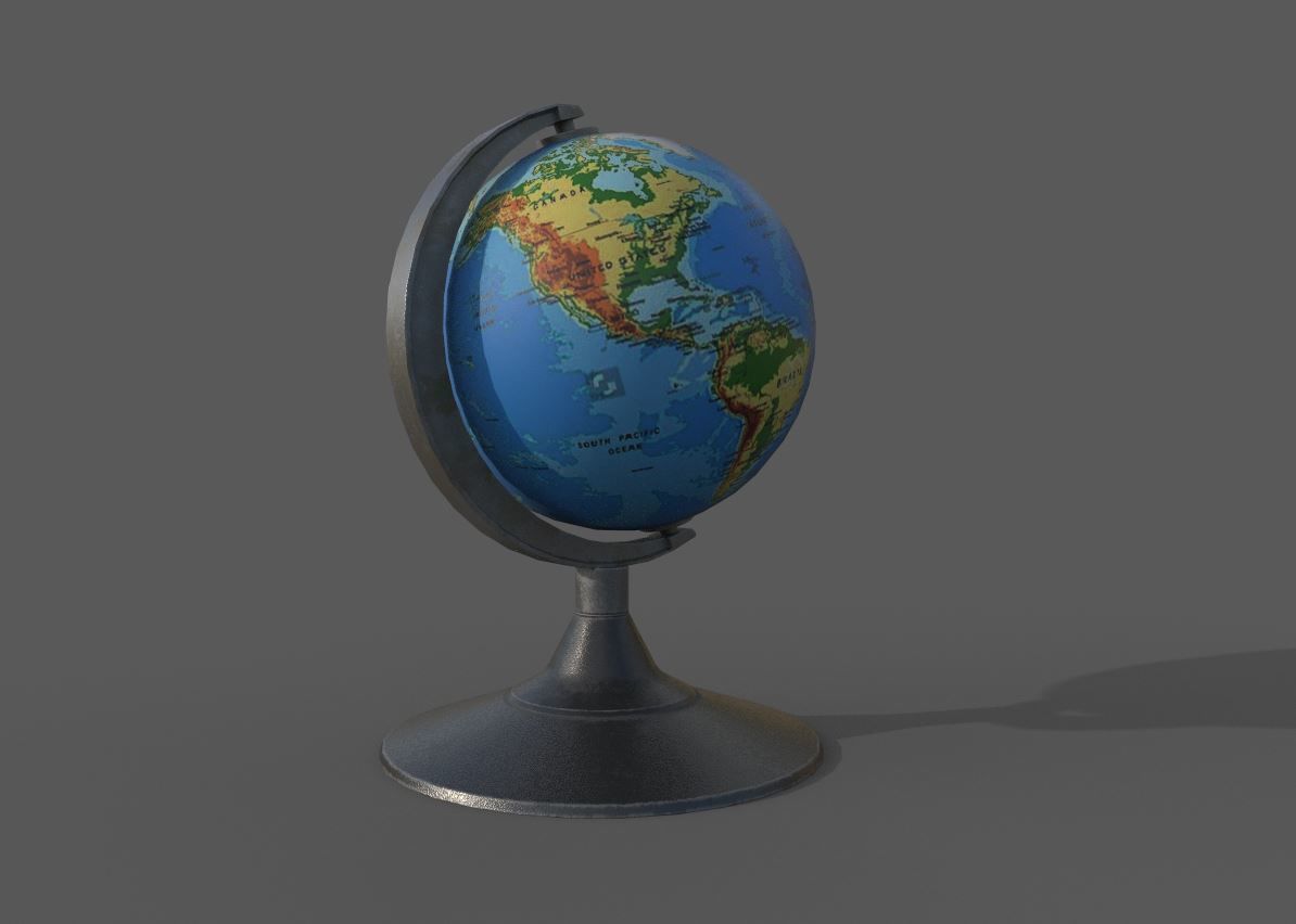 Desk Globe model  Low-poly 3D model_4