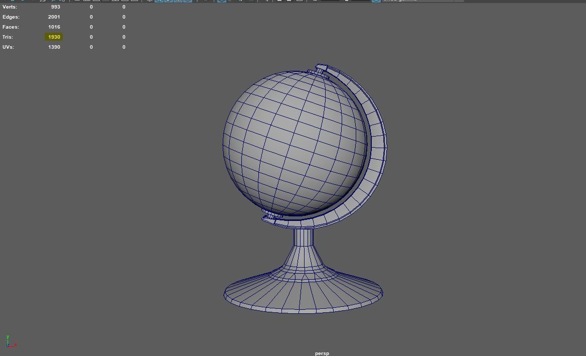 Desk Globe model  Low-poly 3D model_9