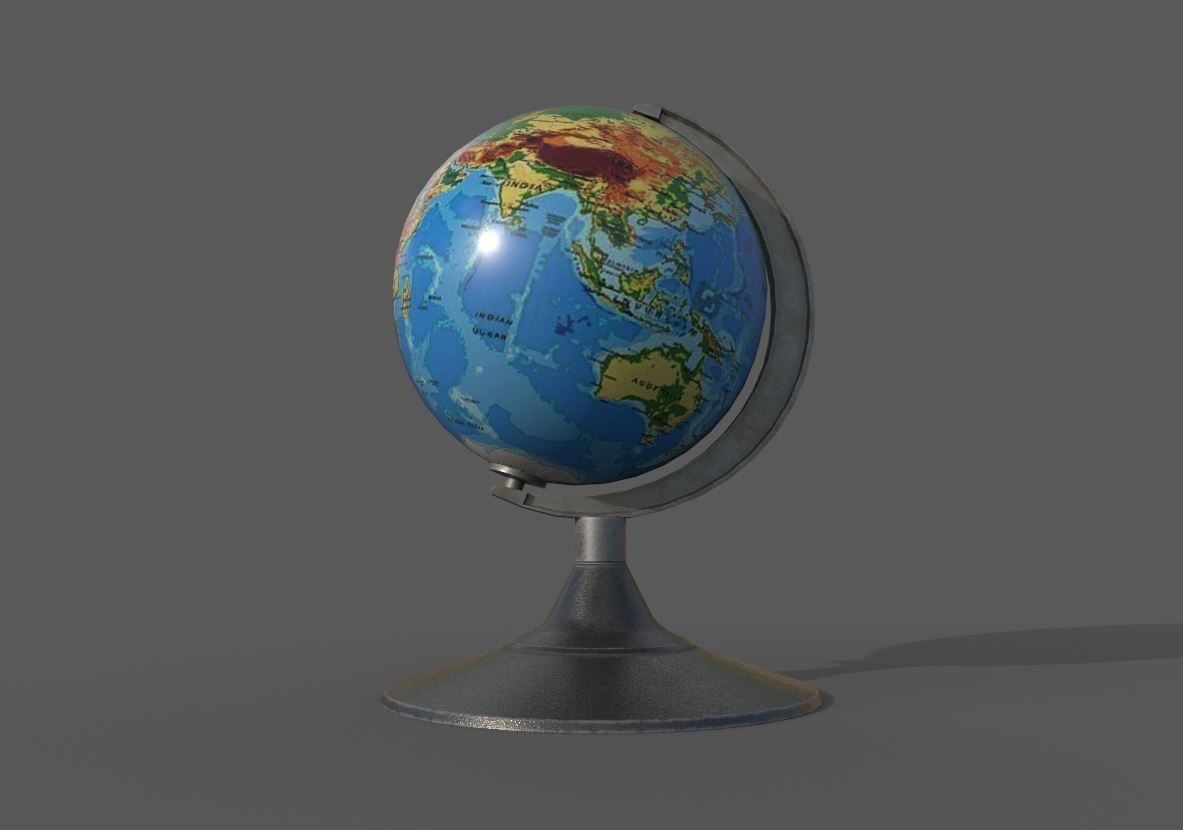 Desk Globe model  Low-poly 3D model_7