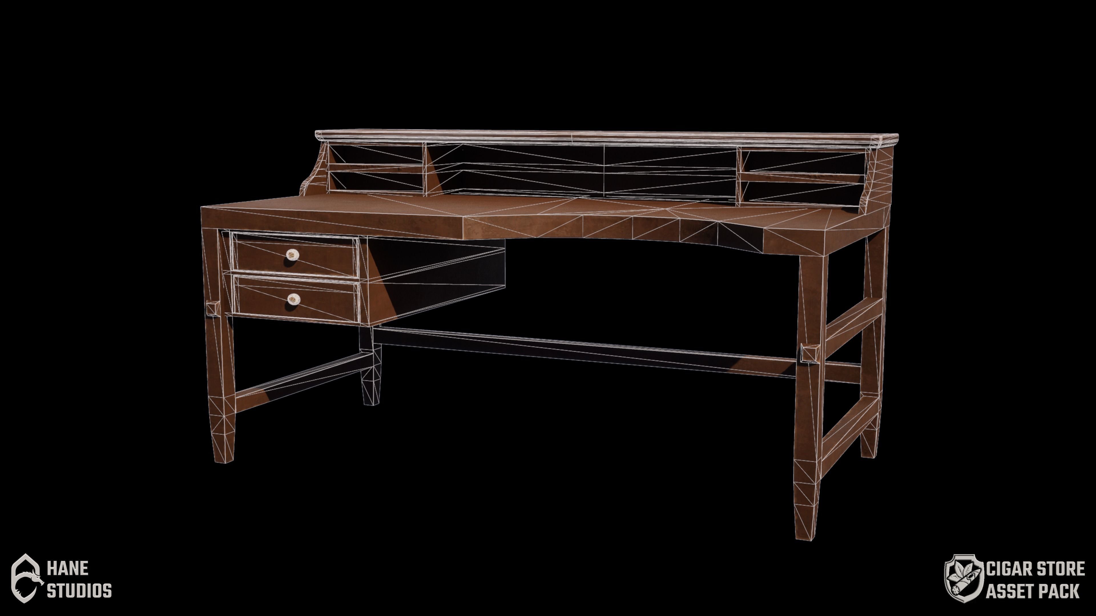 Vintage Desk - Workshop - Classic Low-poly 3D model_5