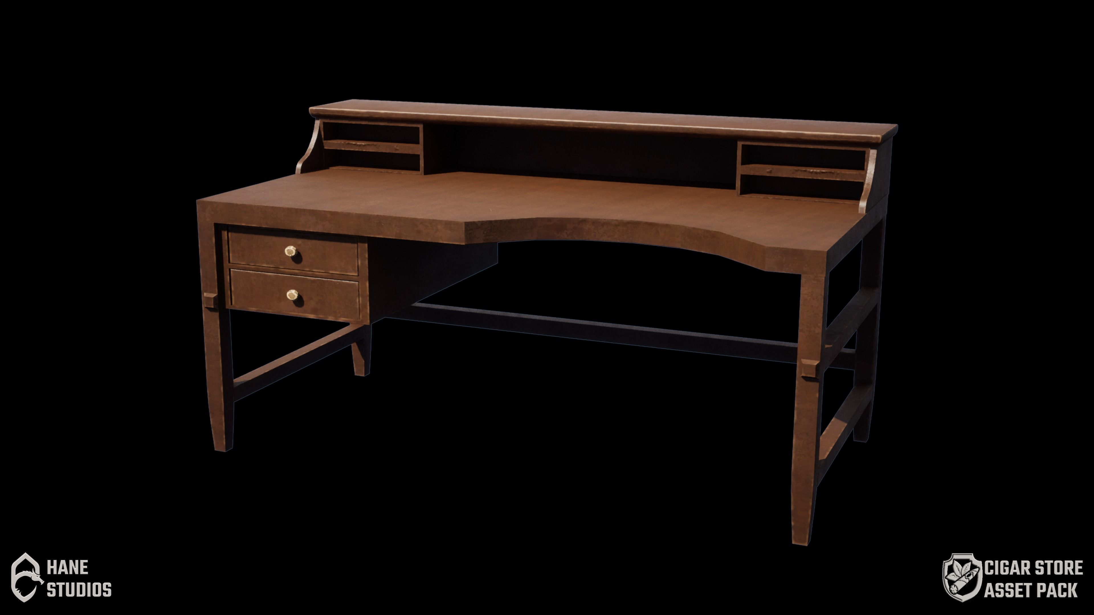 Vintage Desk - Workshop - Classic Low-poly 3D model_2