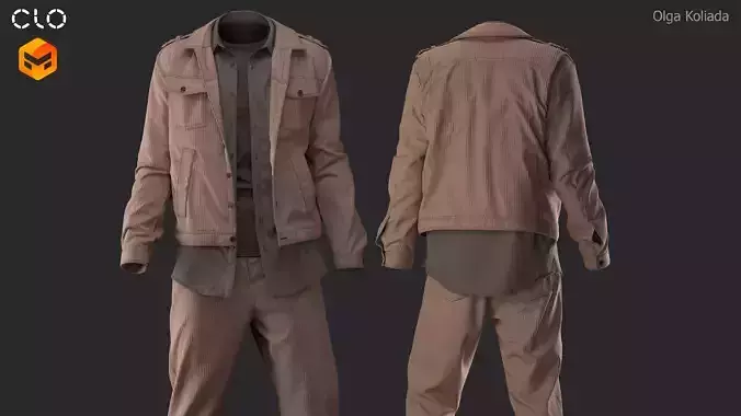 Male outfit Marvelous Designer project and OBJ