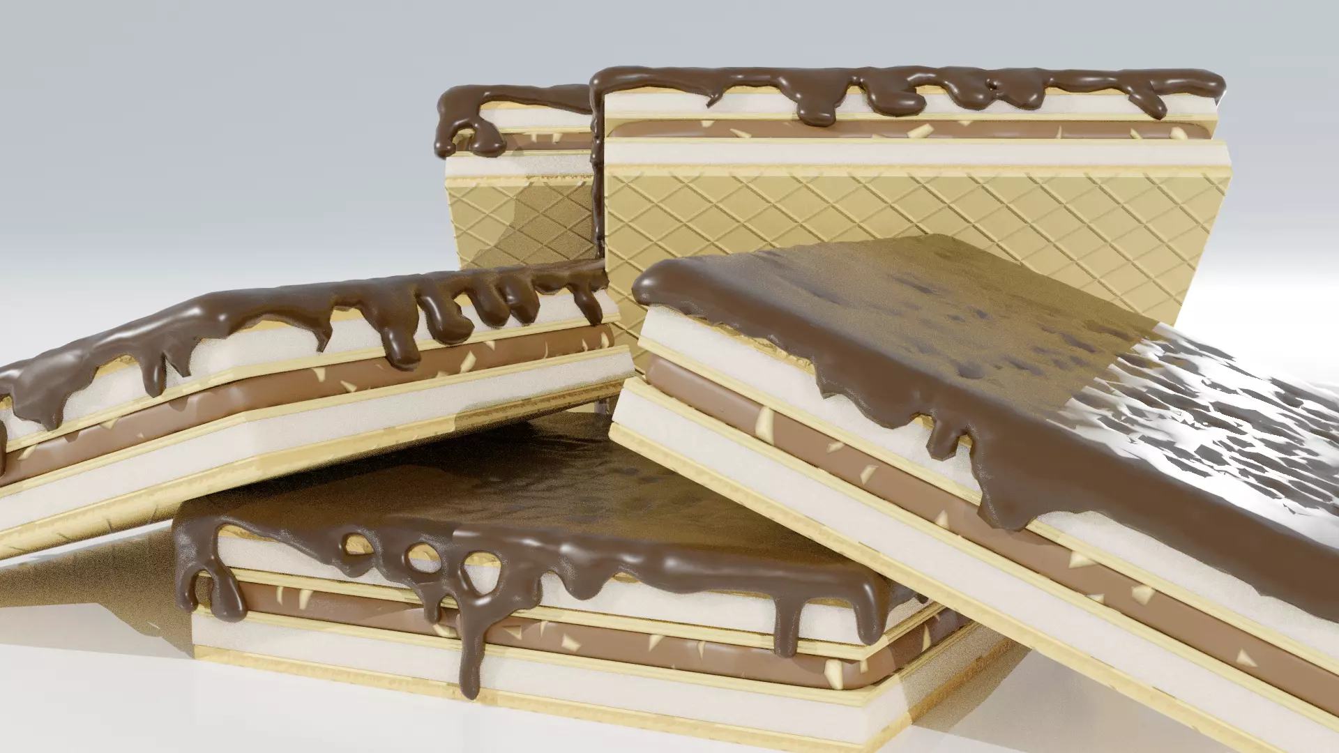 Chocolate Waffle Low poly 3D model