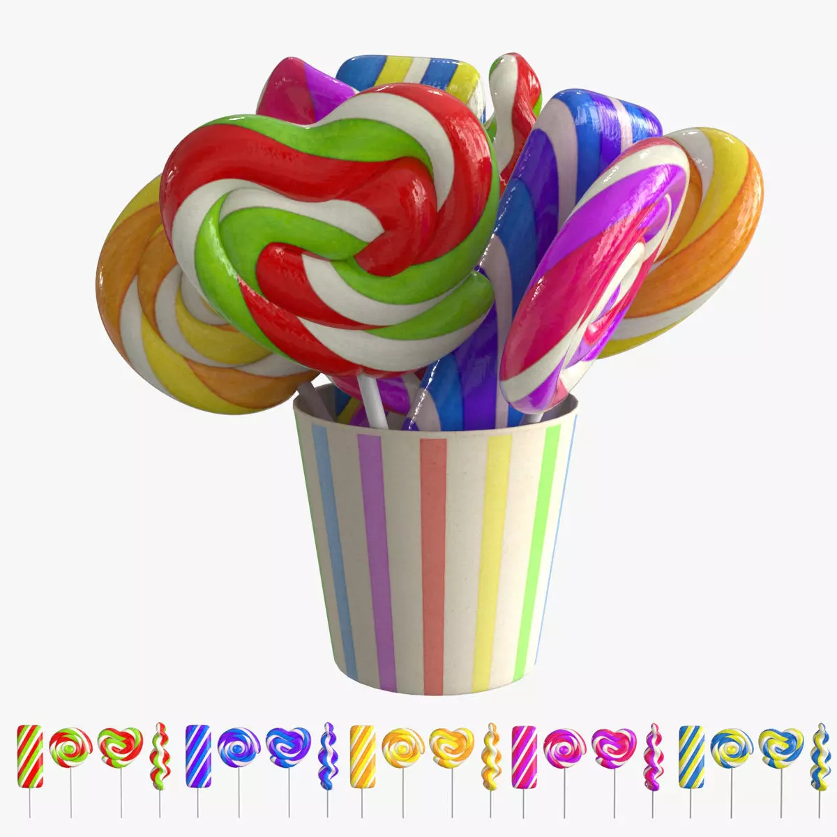 Lollipop Collection Low-poly 3D model