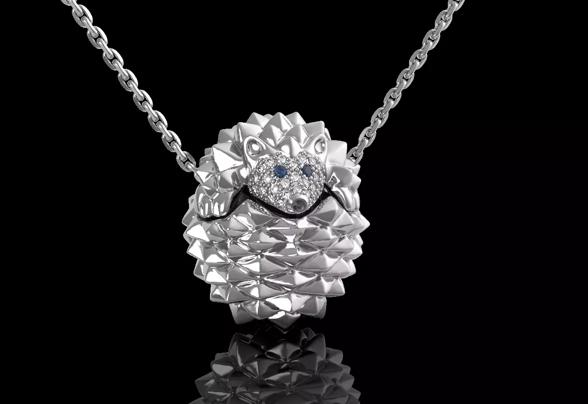 Hedgehog pendant with diamonds 3D print model