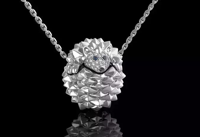Hedgehog pendant with diamonds
