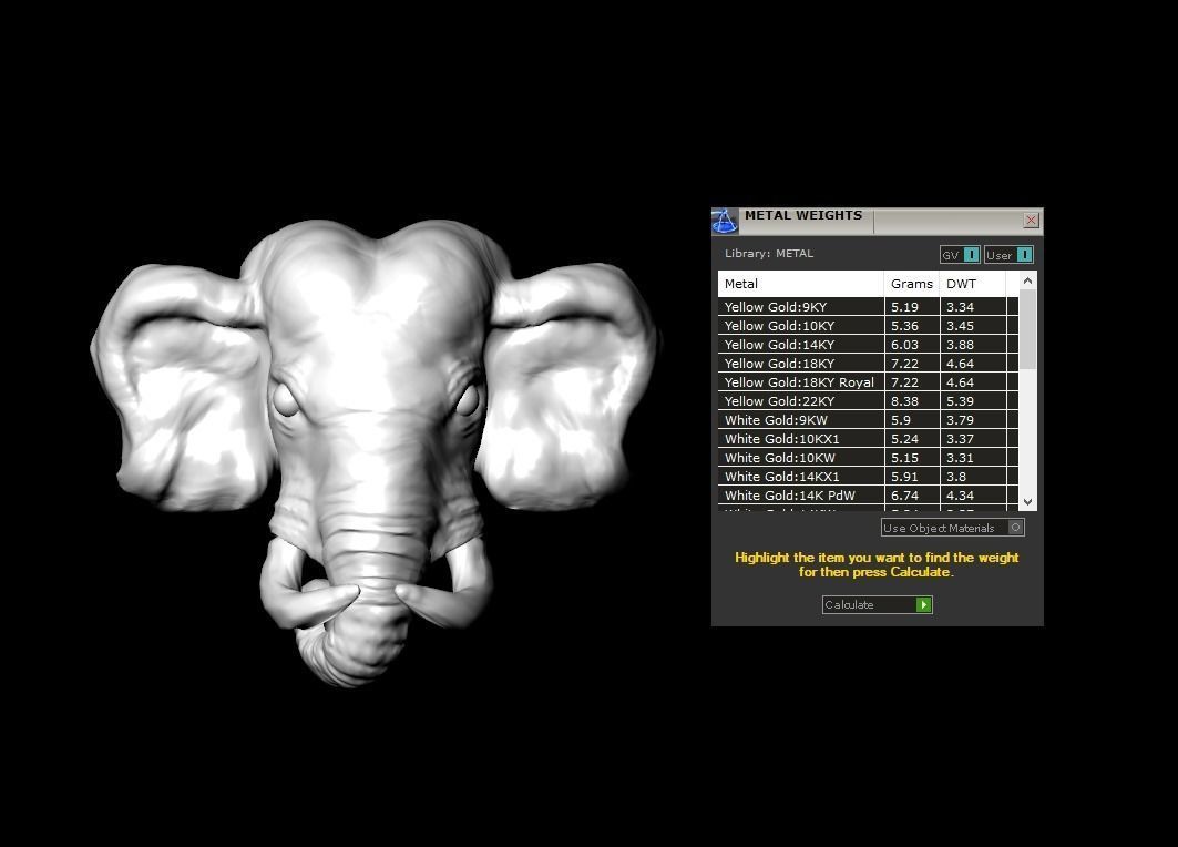 Elephant Head pendant 3D print model 3D print model_5