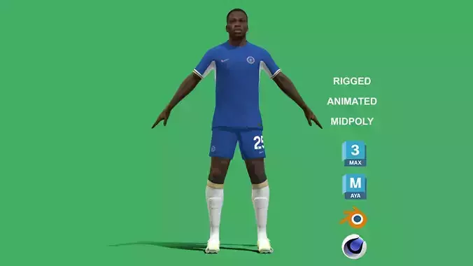 3D Rigged Moises Caicedo Chelsea 2024 3D model