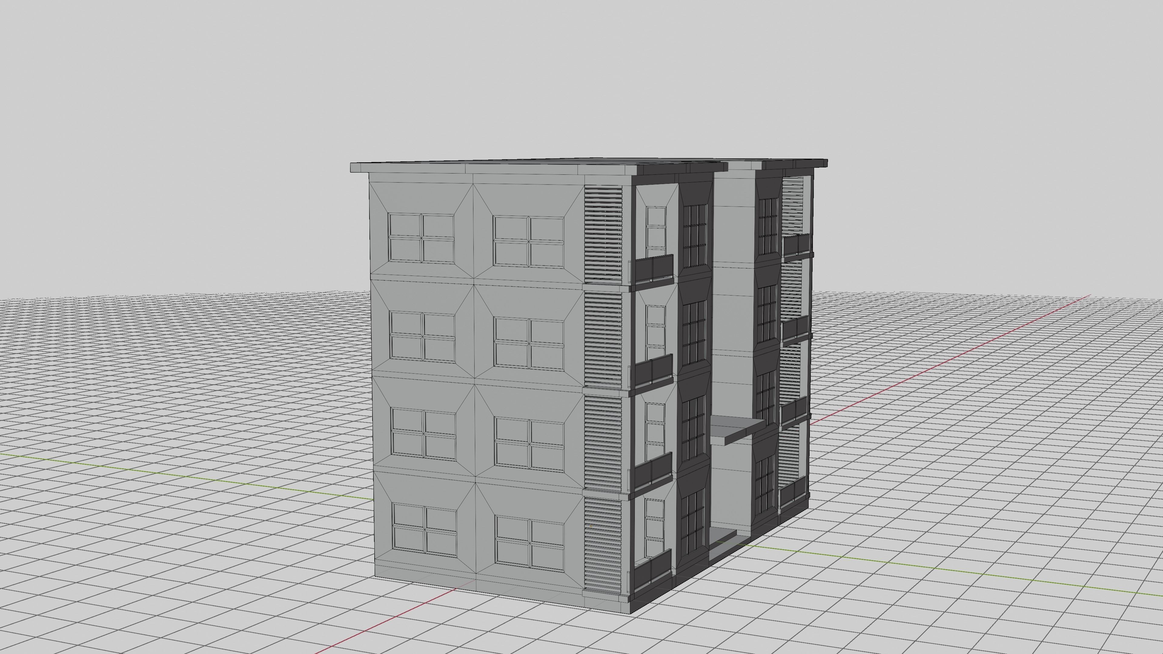 Residential Building Low-poly 3D model_8