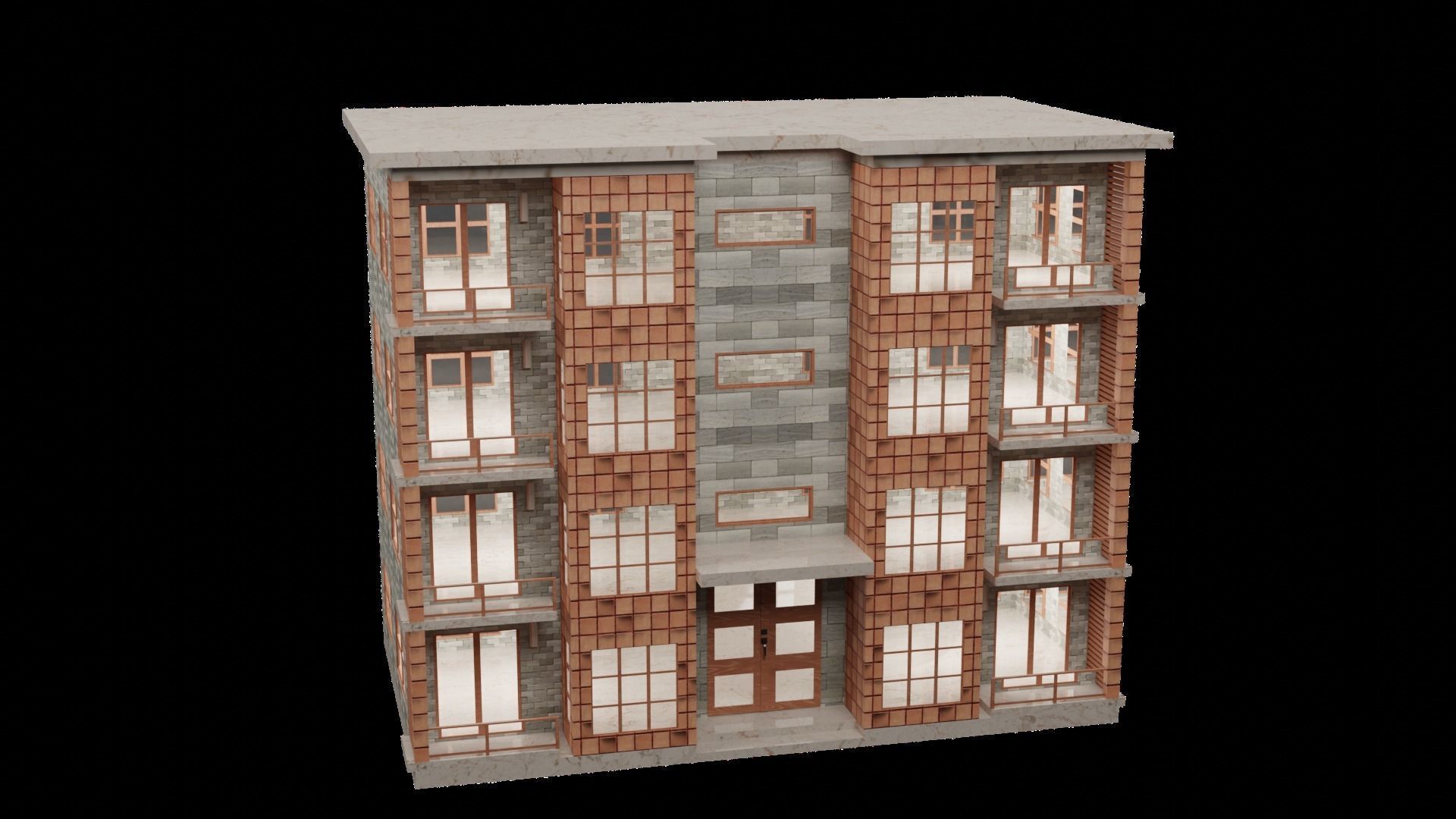 Residential Building Low-poly 3D model_3