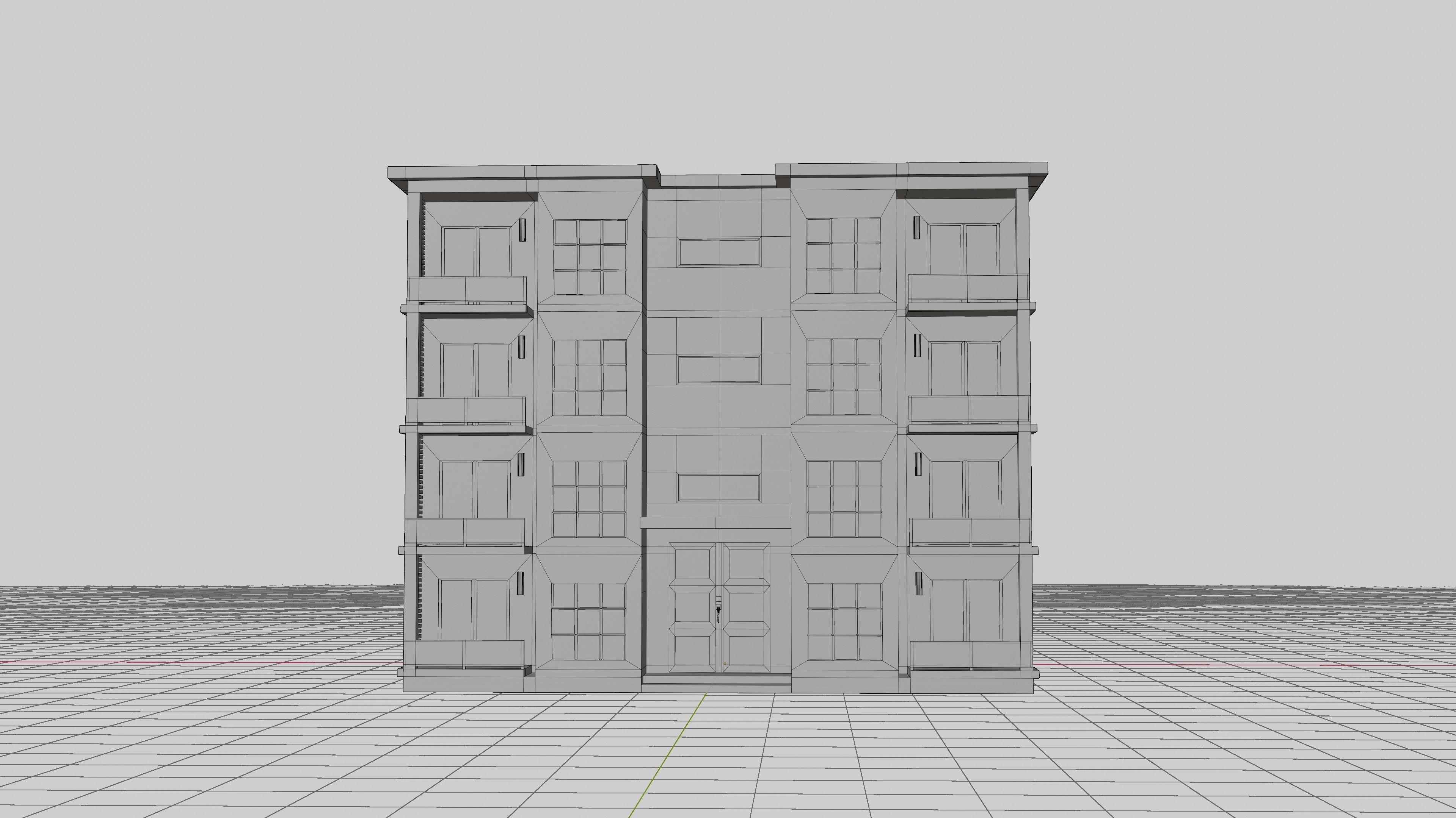 Residential Building Low-poly 3D model_9
