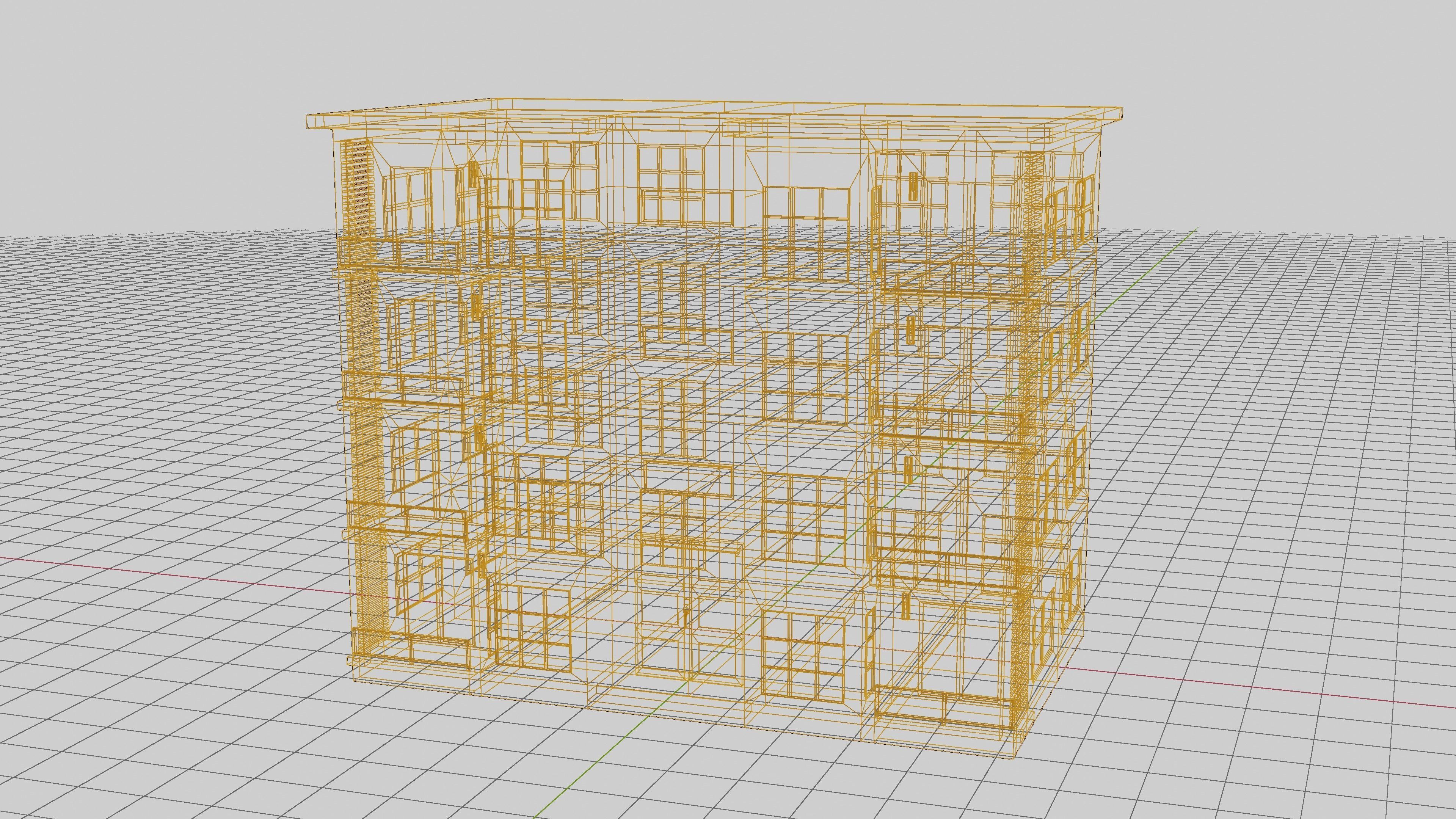 Residential Building Low-poly 3D model_11