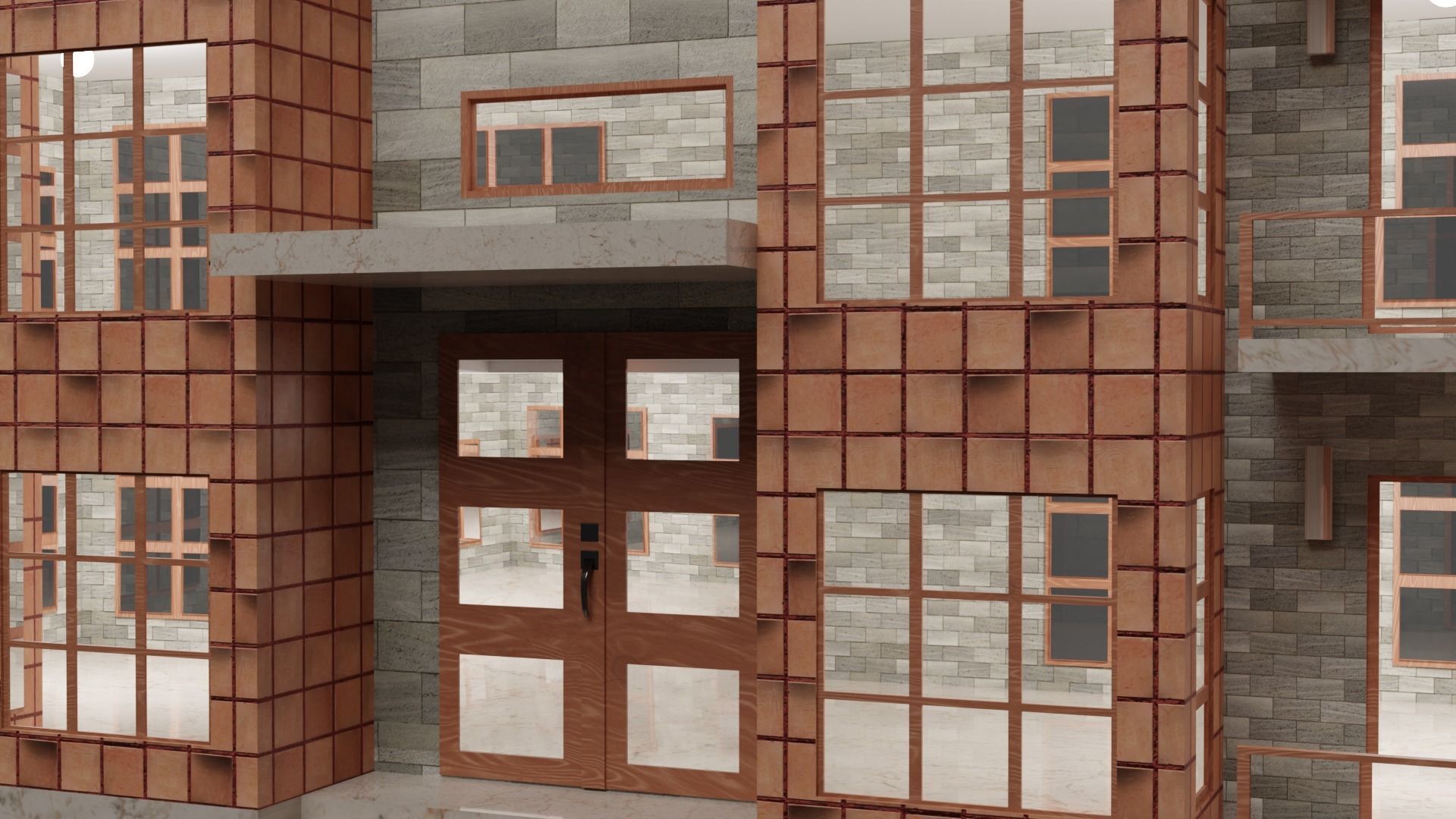 Residential Building Low-poly 3D model_2