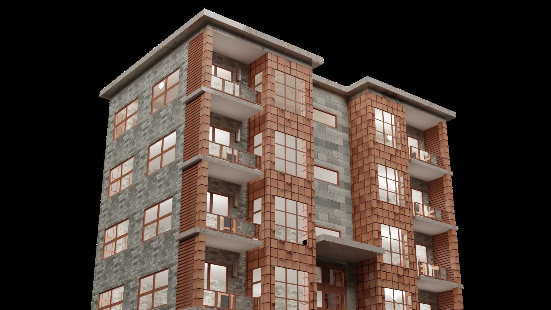 Residential Building Low-poly 3D model_1