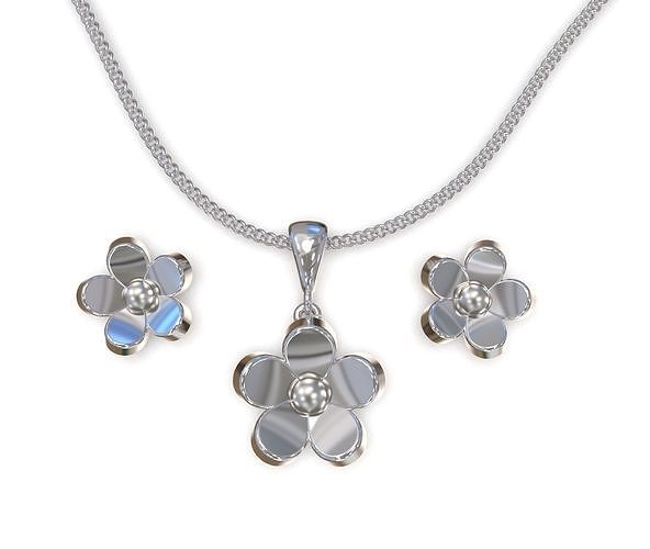 cute flower pendant and earrings 3D print model