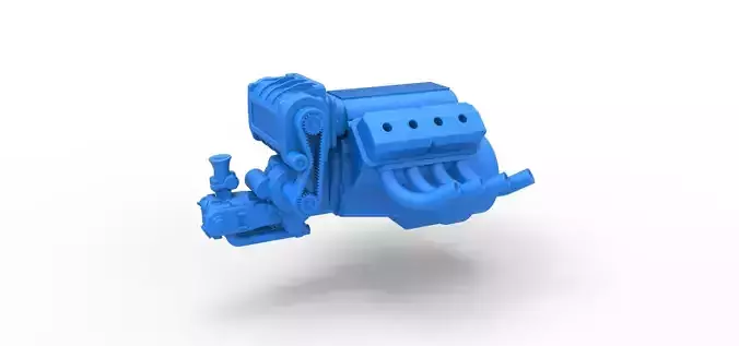 Engine V8 for vintage dragster V2 Scale 1 to 25