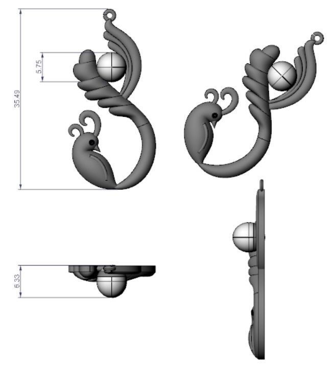 Bird Pendant 3D print model_2