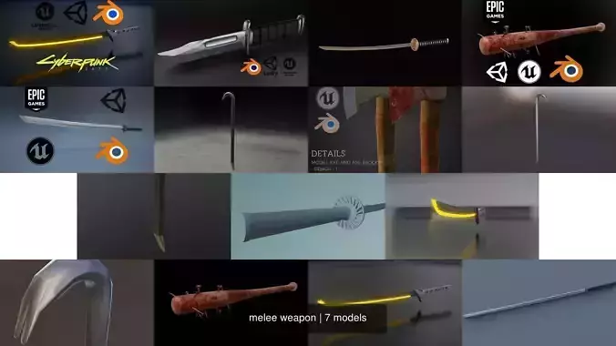 melee weapon 3D Model Collection