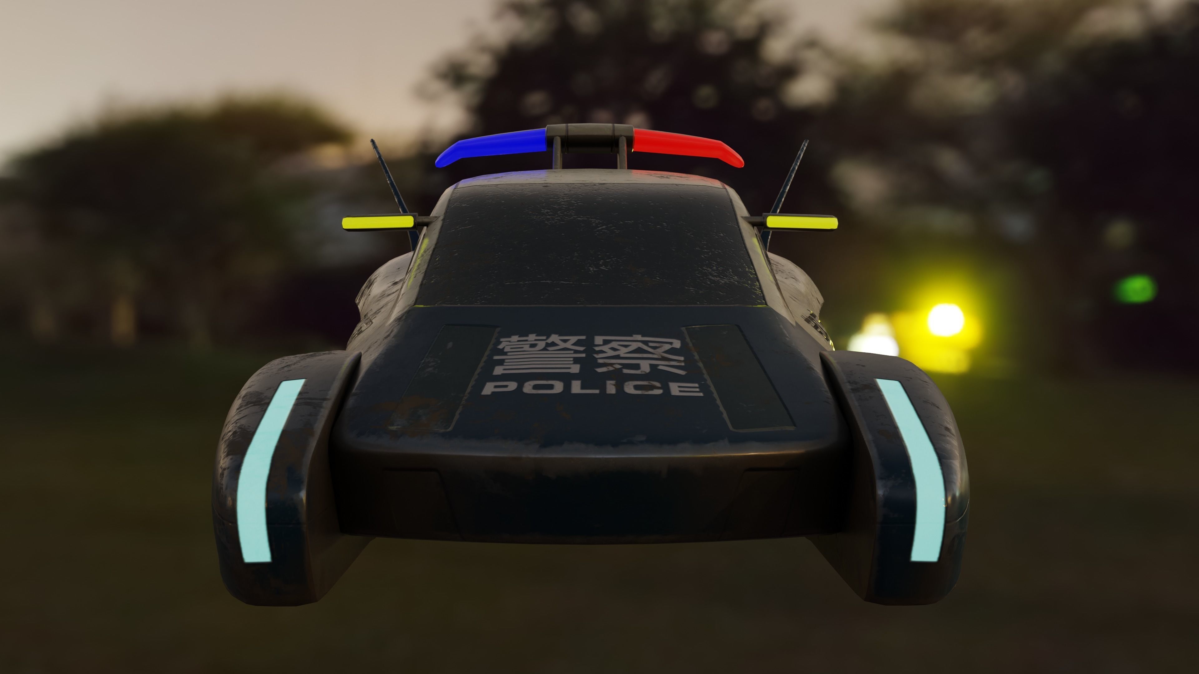 Futuristic police car Low-poly 3D model_9