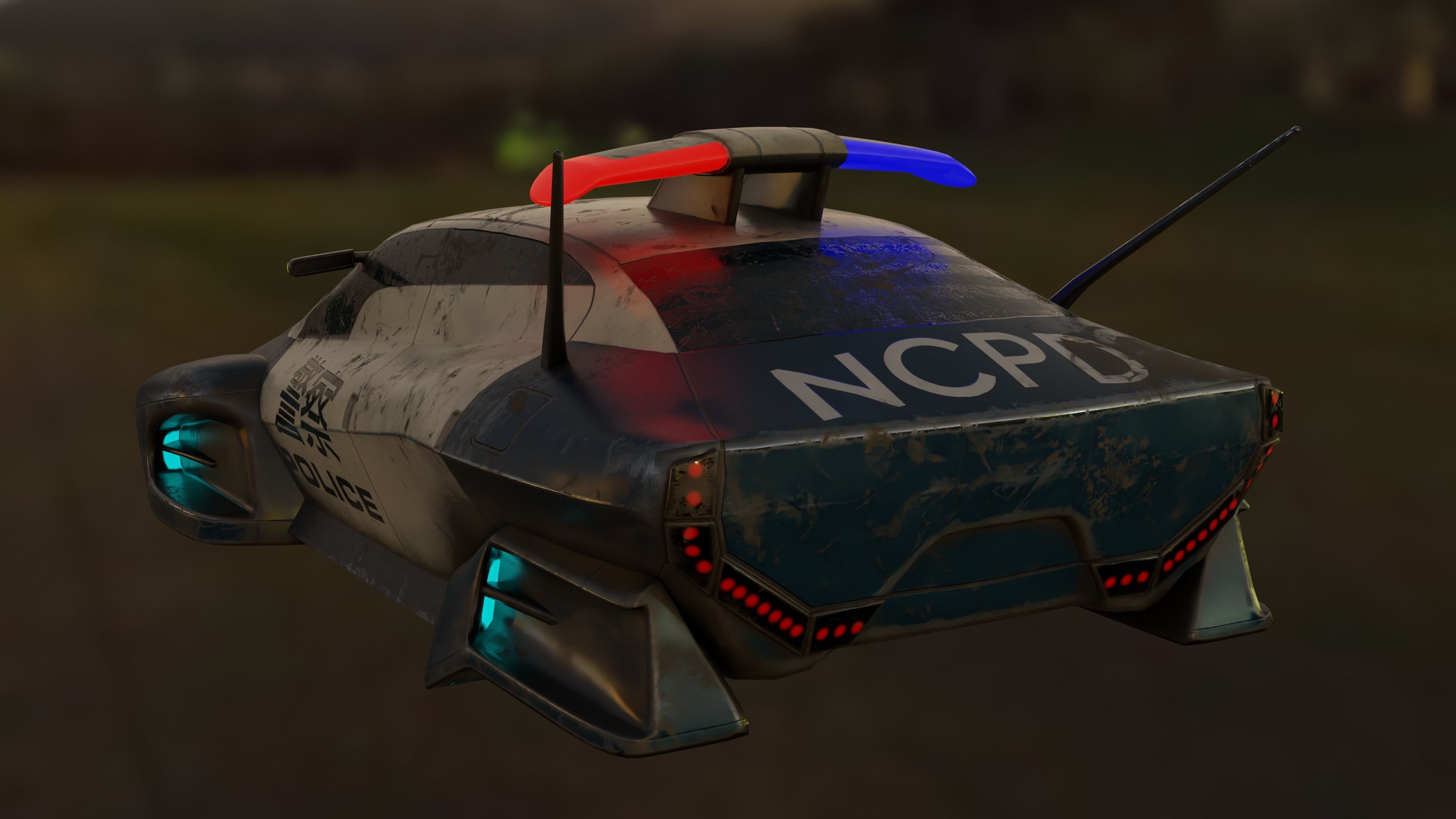 Futuristic police car Low-poly 3D model_11