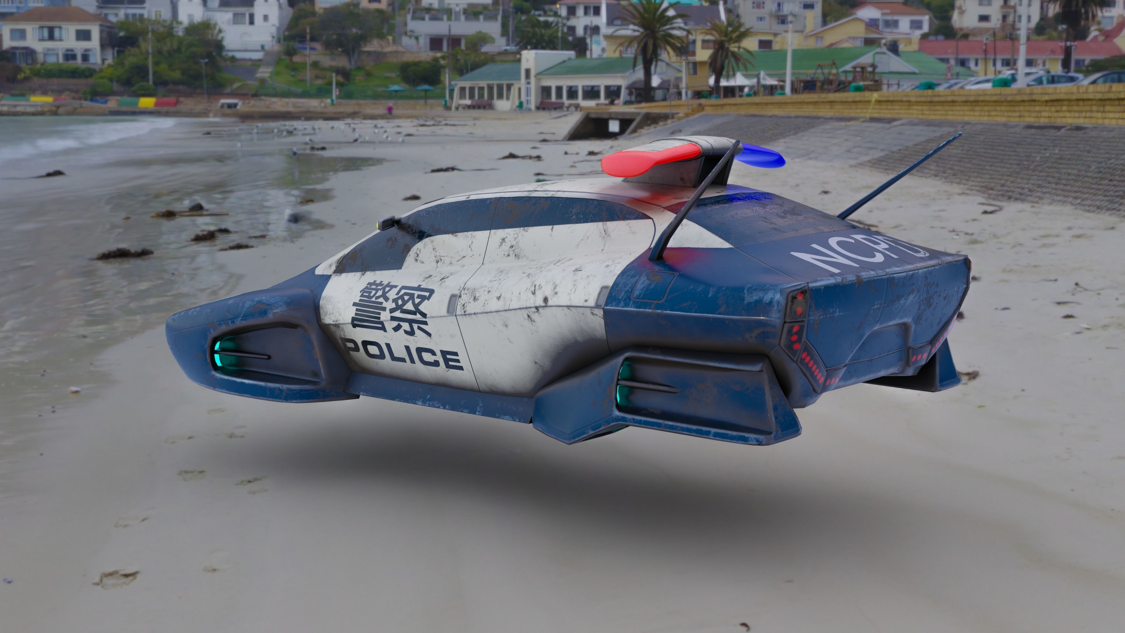 Futuristic police car Low-poly 3D model_17