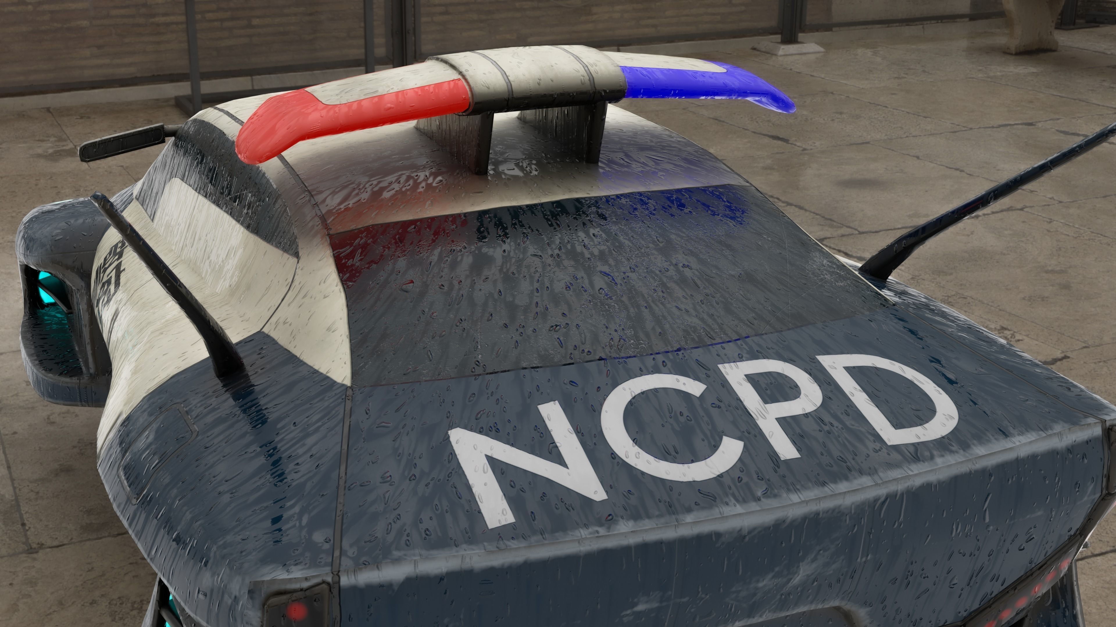 Futuristic police car Low-poly 3D model_7