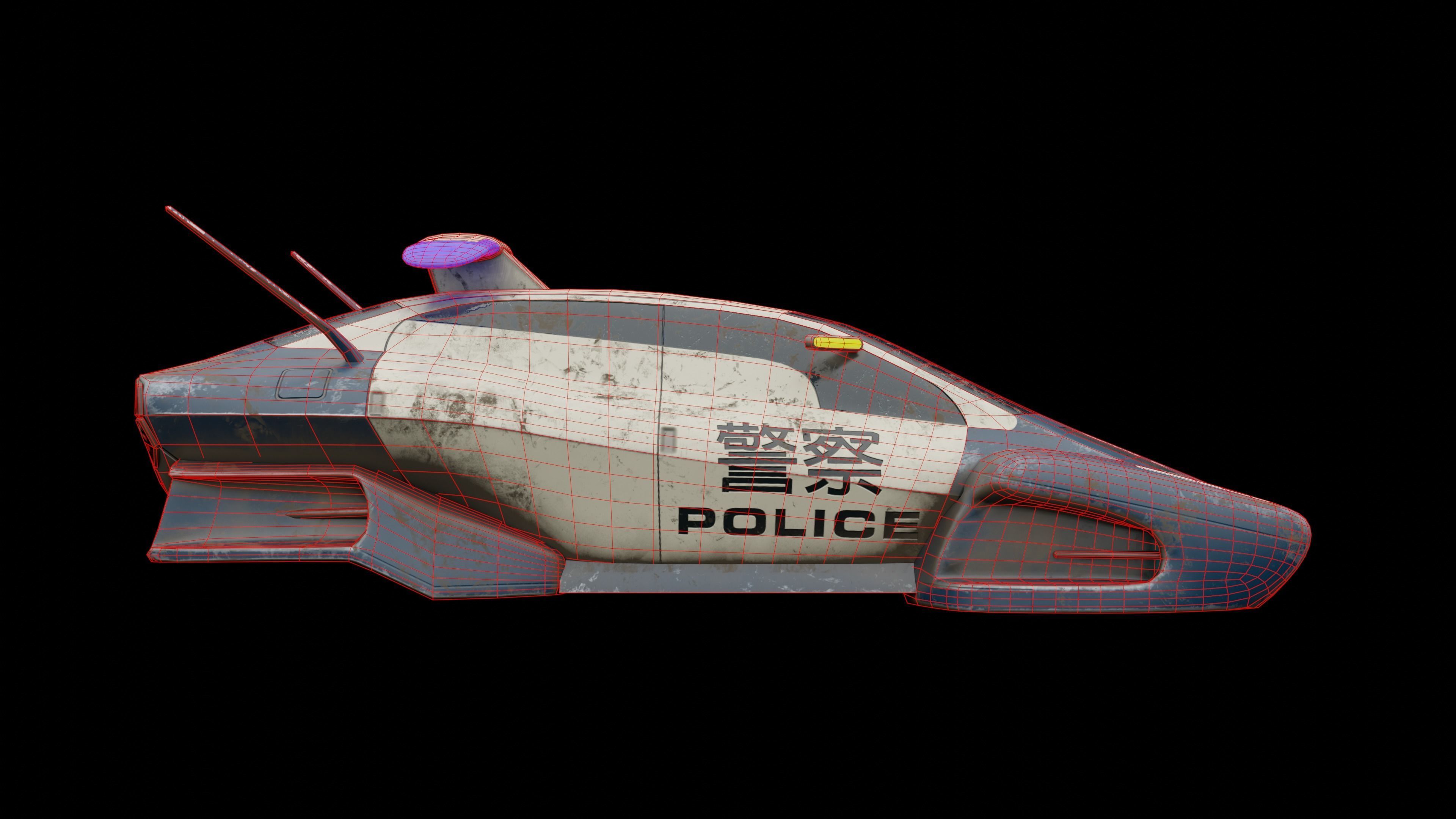 Futuristic police car Low-poly 3D model_19