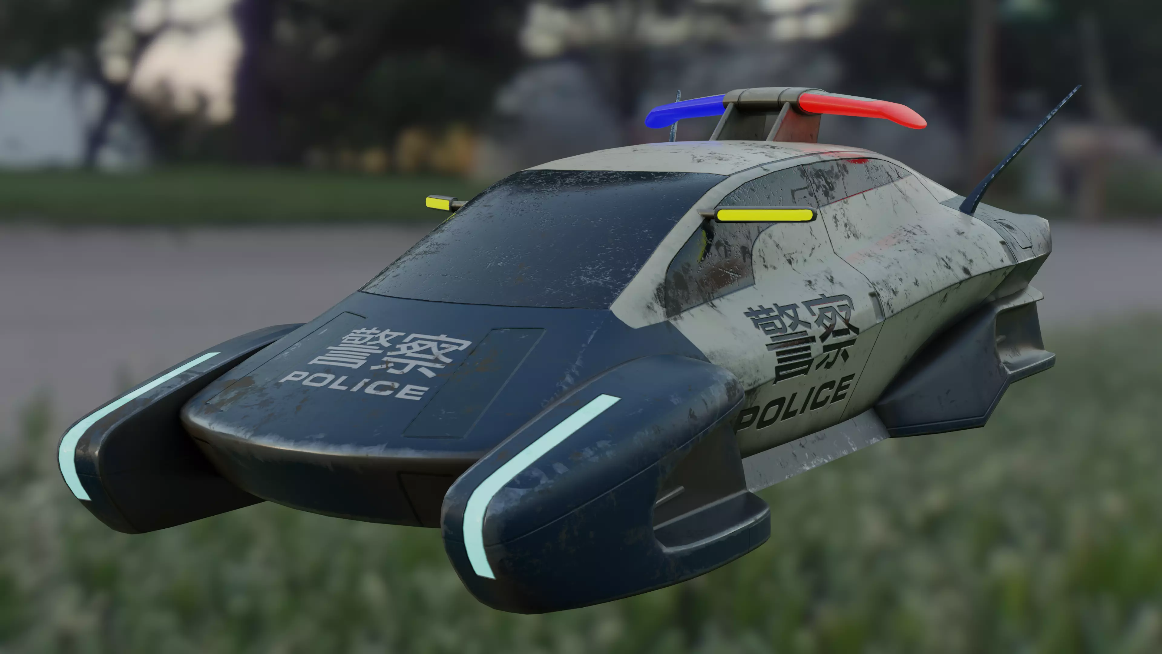Futuristic police car Low-poly 3D model_0