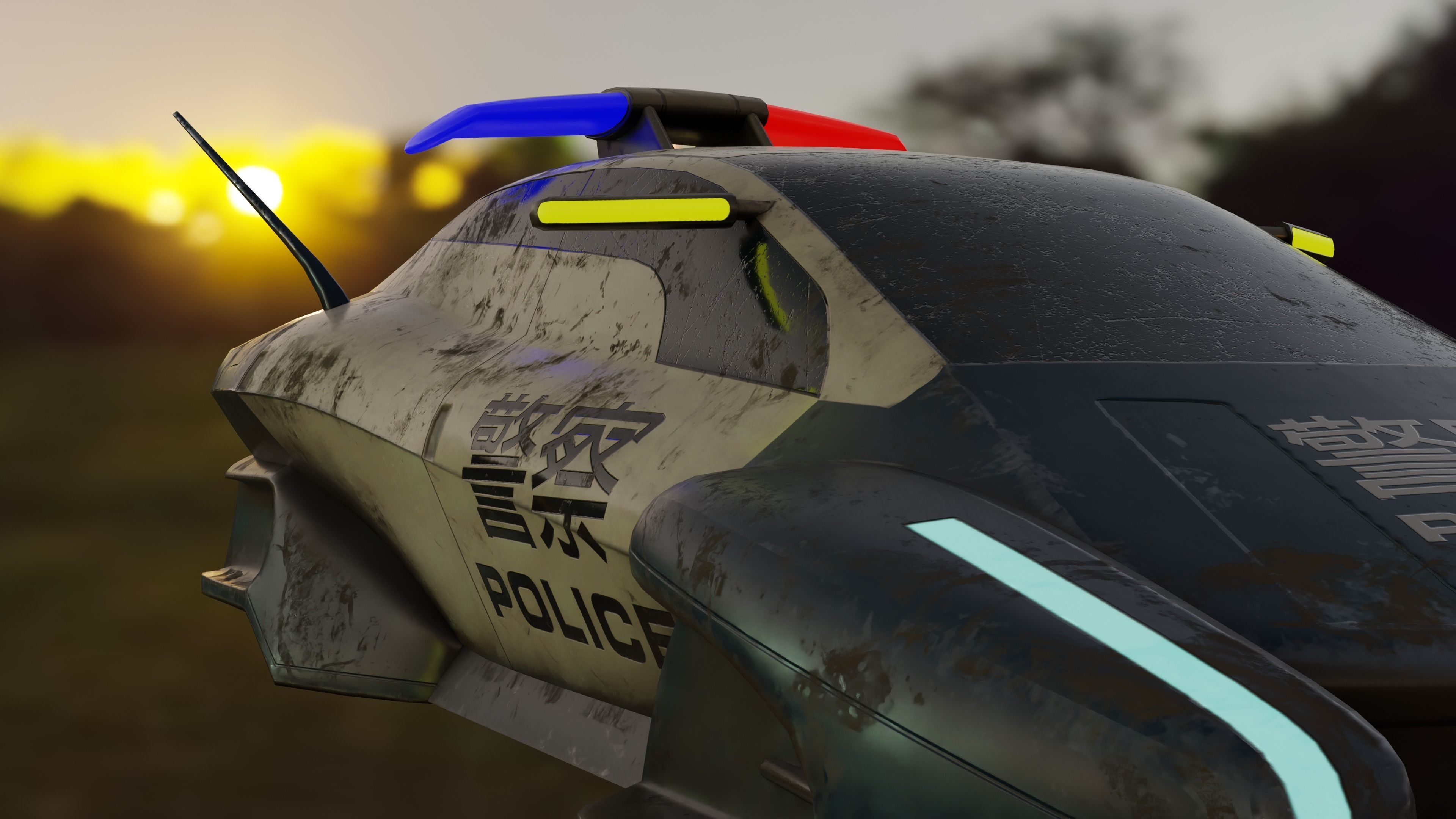 Futuristic police car Low-poly 3D model_10