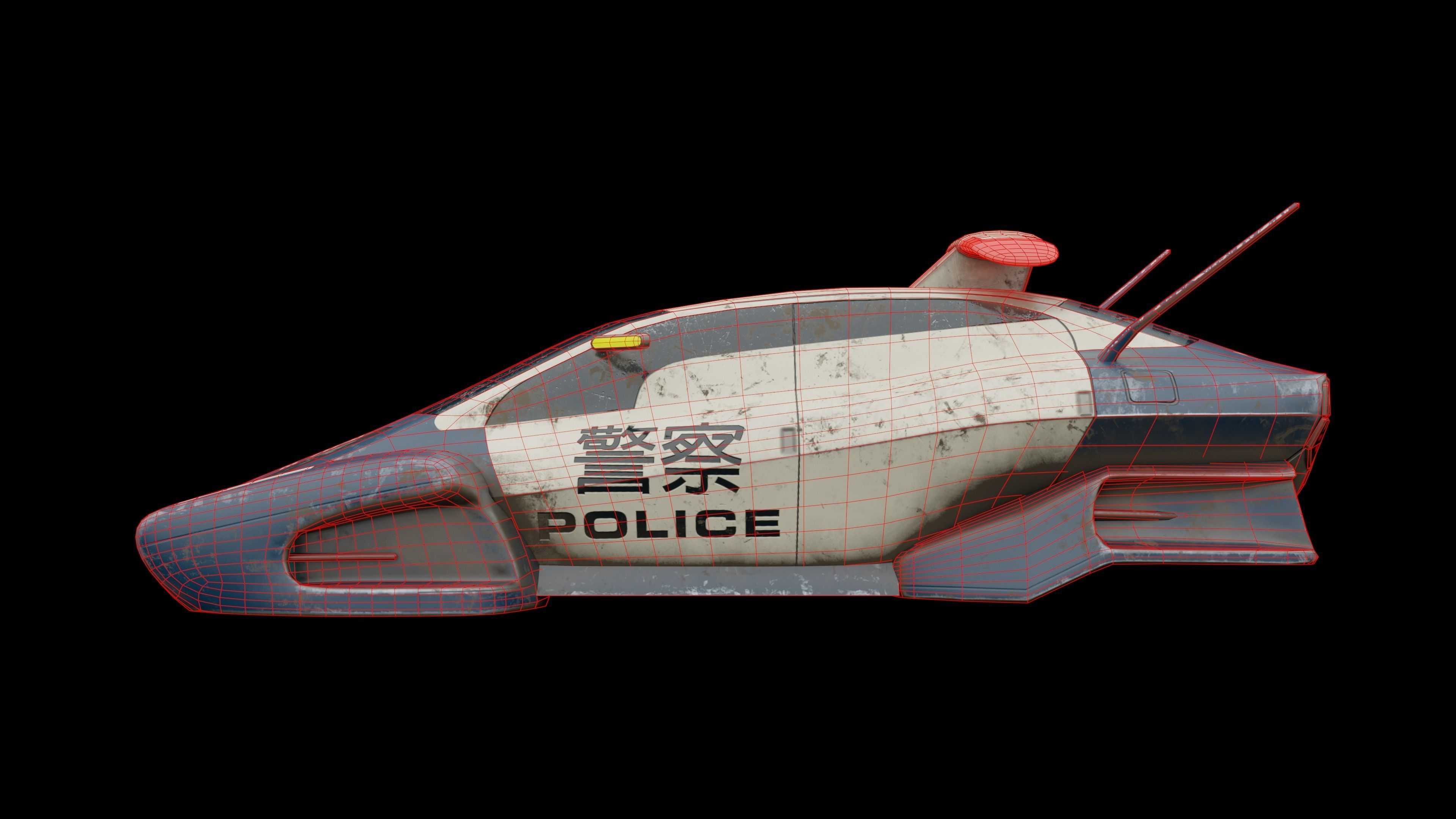 Futuristic police car Low-poly 3D model_21