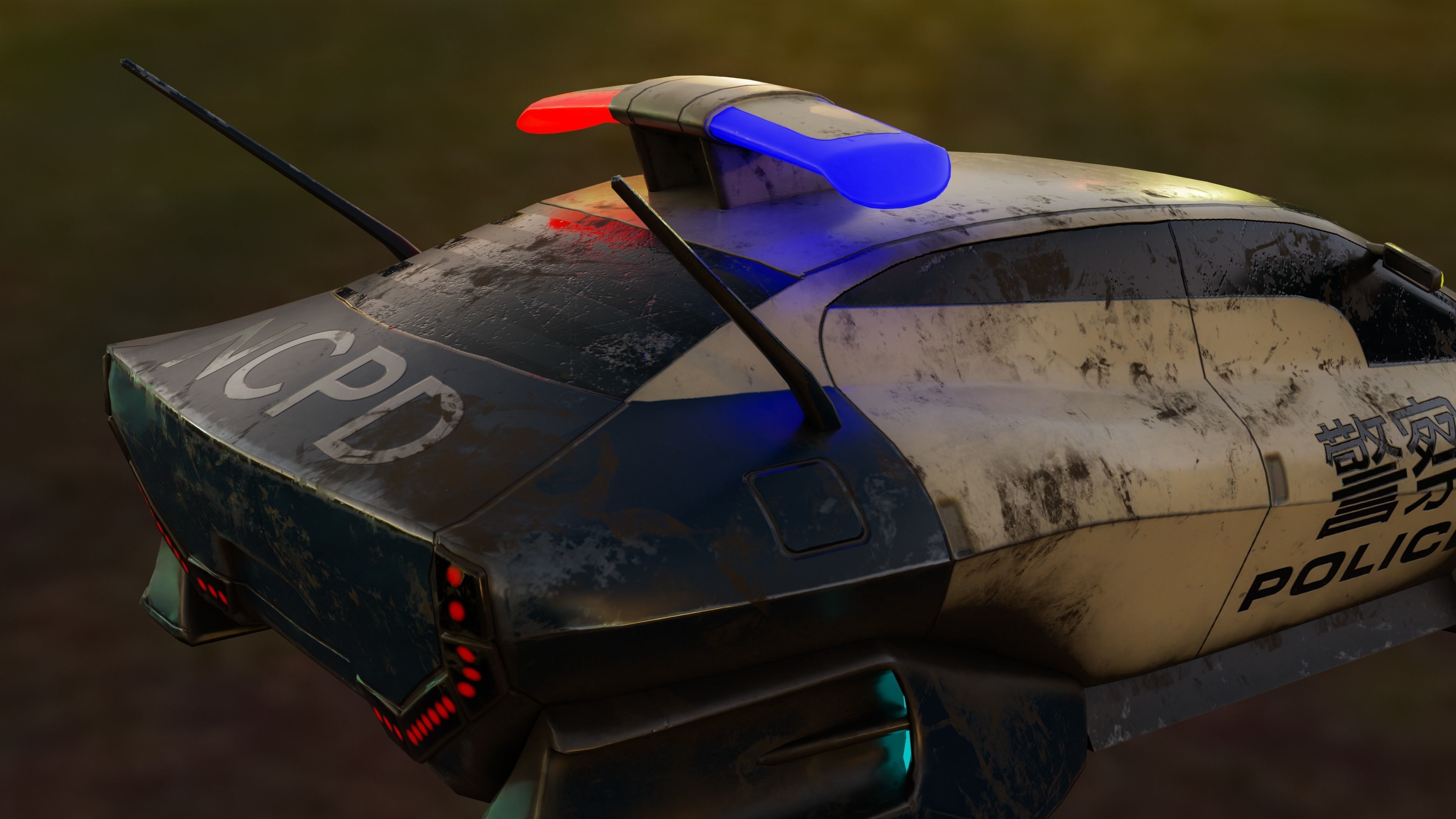 Futuristic police car Low-poly 3D model_13