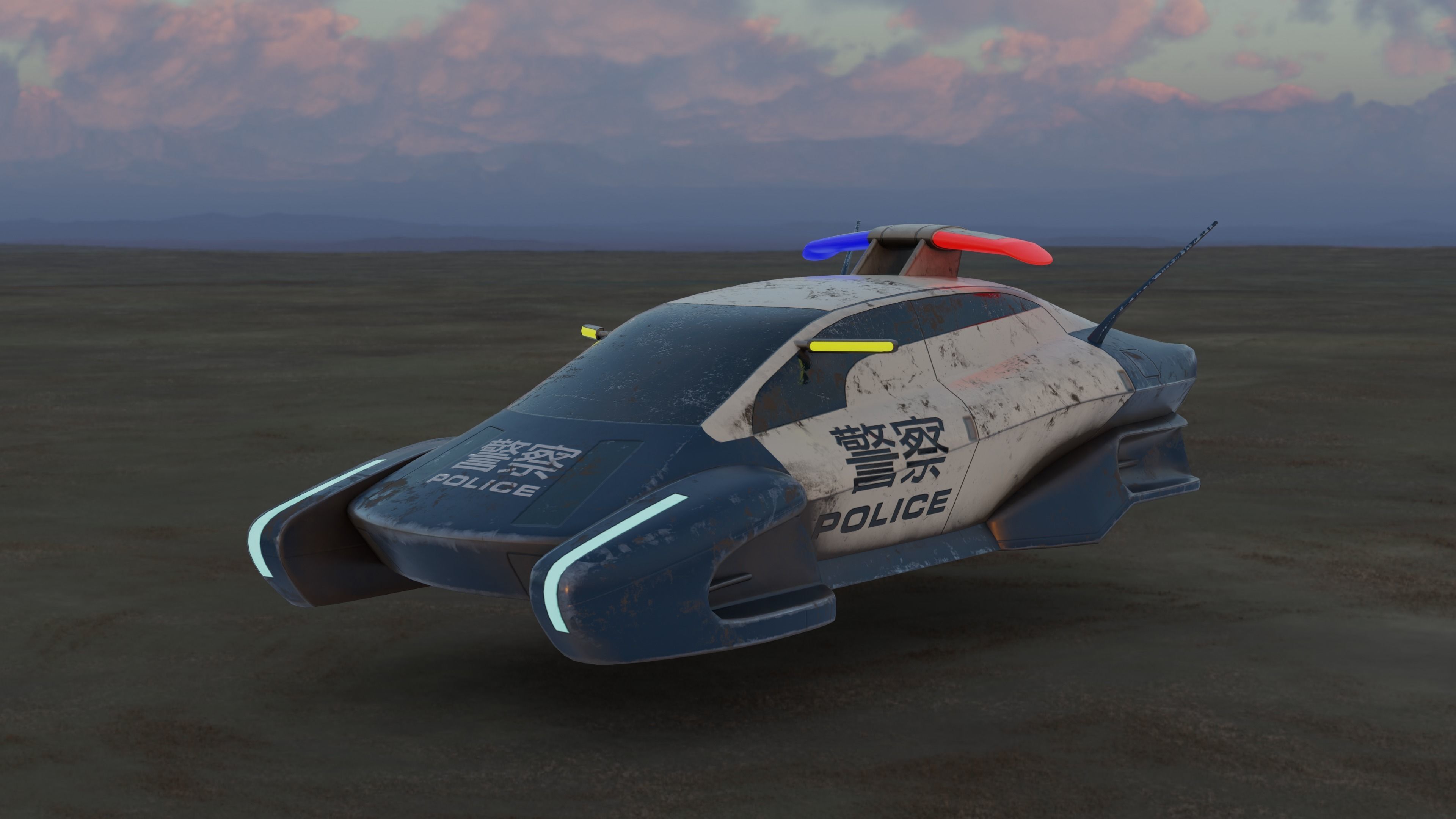 Futuristic police car Low-poly 3D model_15