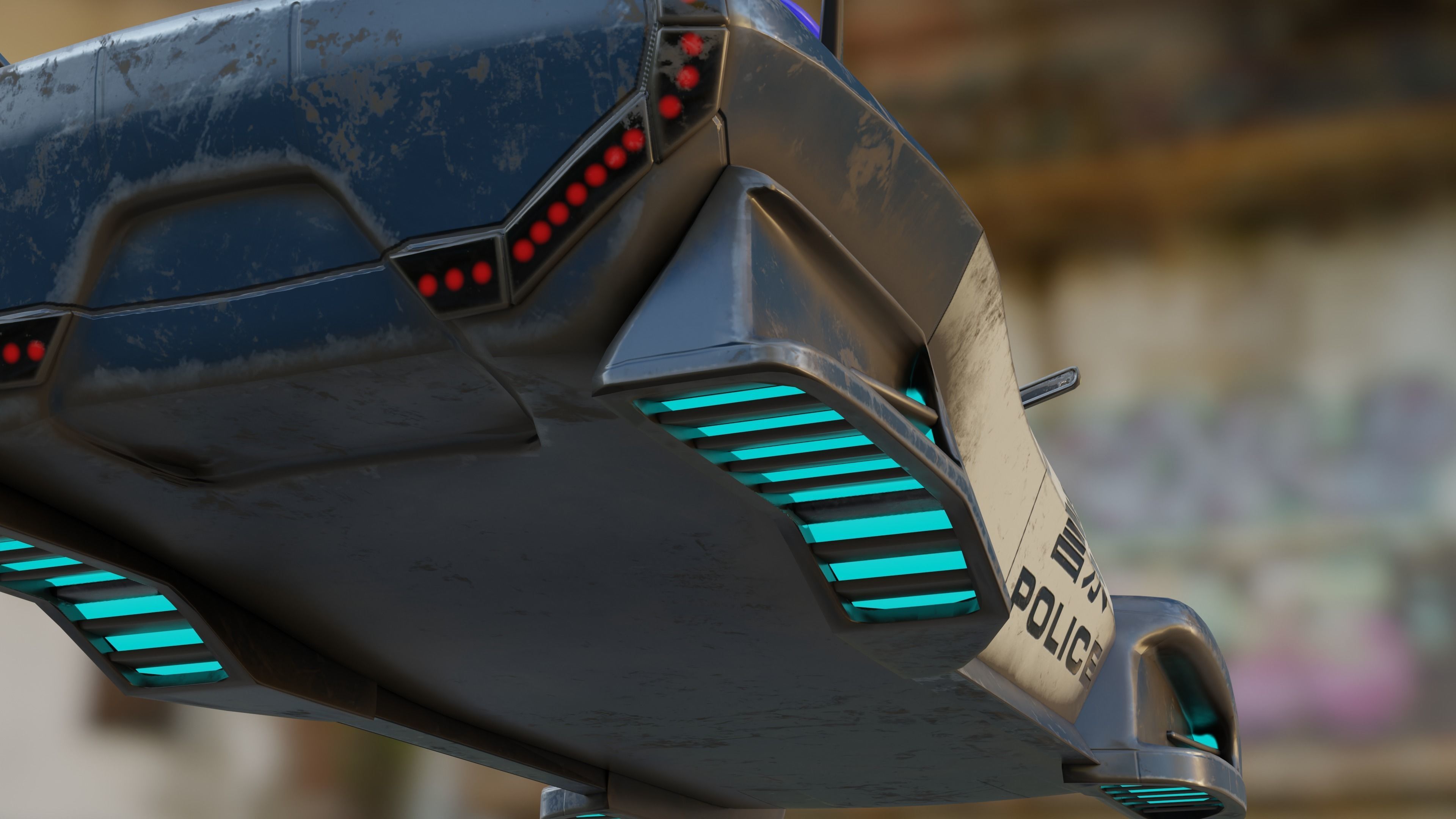 Futuristic police car Low-poly 3D model_16