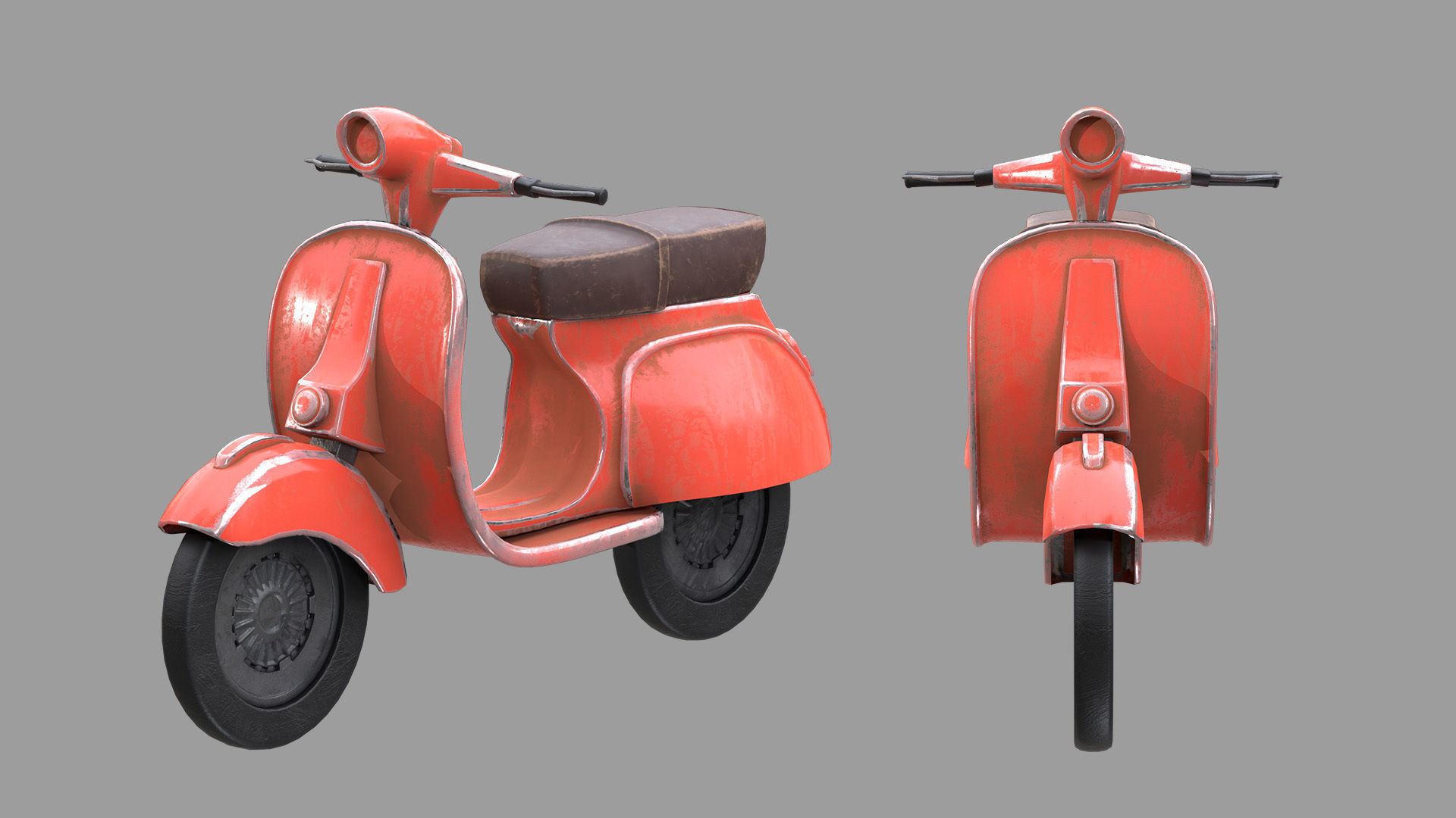 Scooter Low-poly 3D model_3