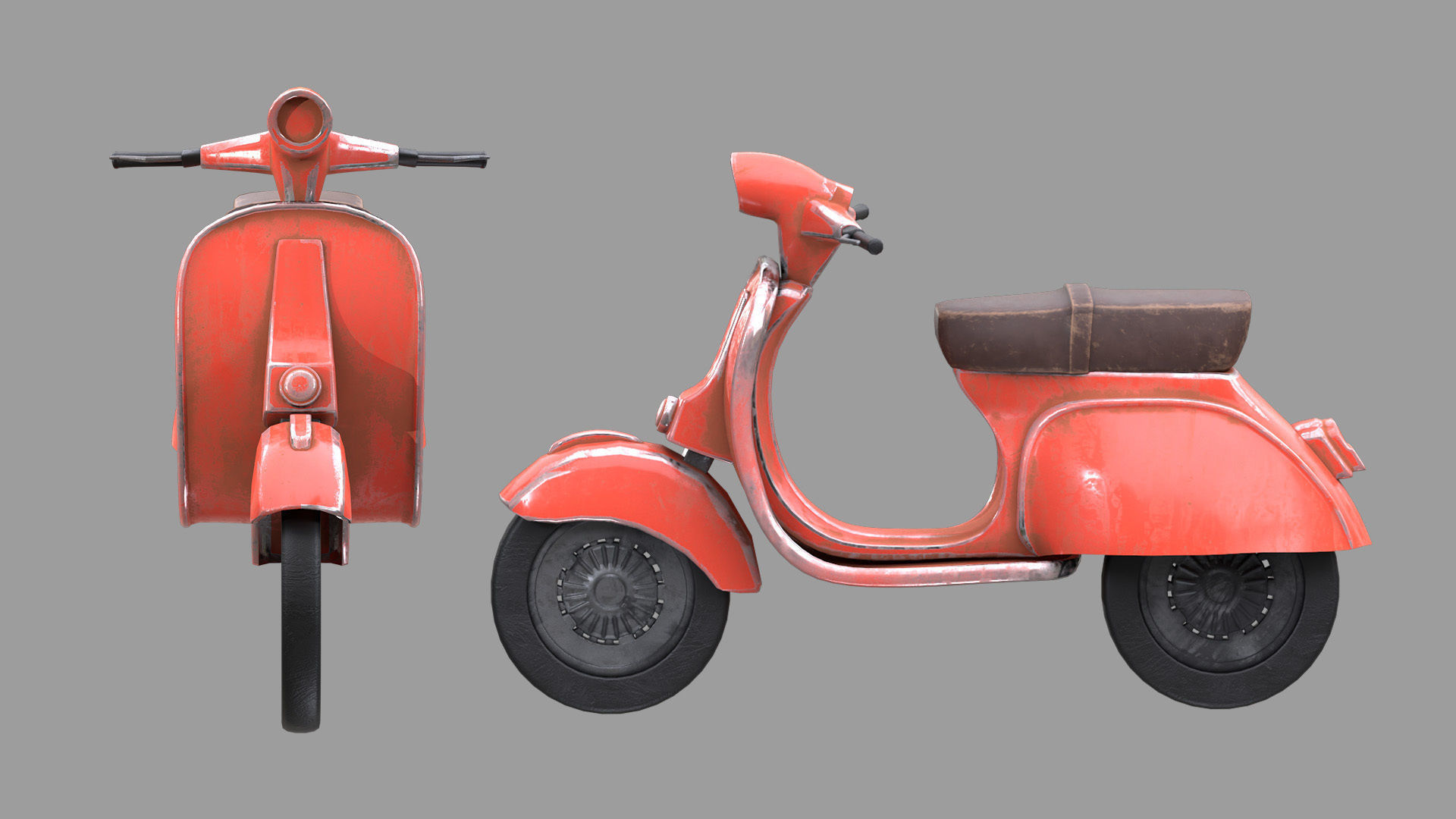 Scooter Low-poly 3D model_5