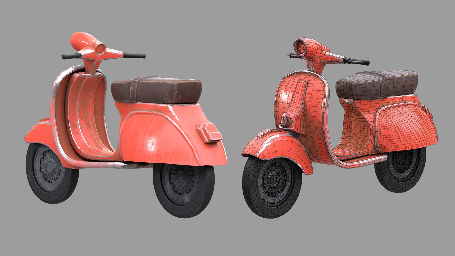 Scooter Low-poly 3D model_7